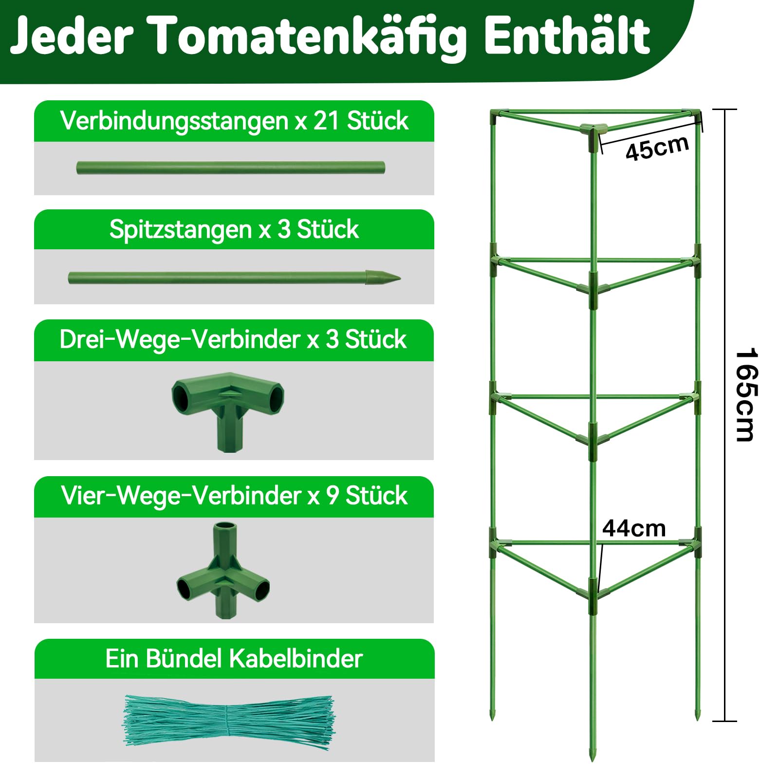 ZeeDix Tomaten Rankhilfe 6 Stück,165cm Stabile Pflanzen Rankhilfe