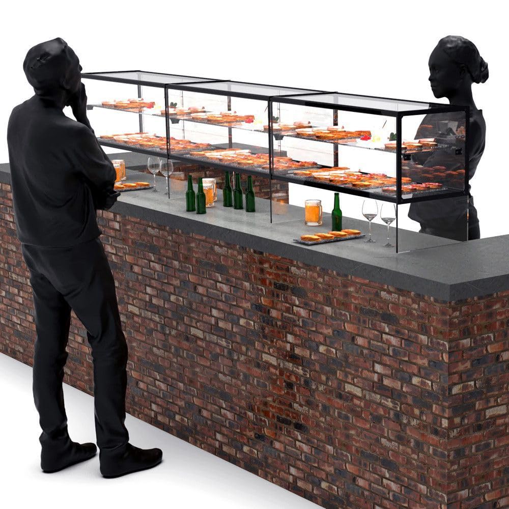 MBH Zeppelin Neutraler Ausstellungsständer, quadratisch, 92 cm, für Gastronomie, Neutral, erhöht, für Bar und Restaurant, mit LED