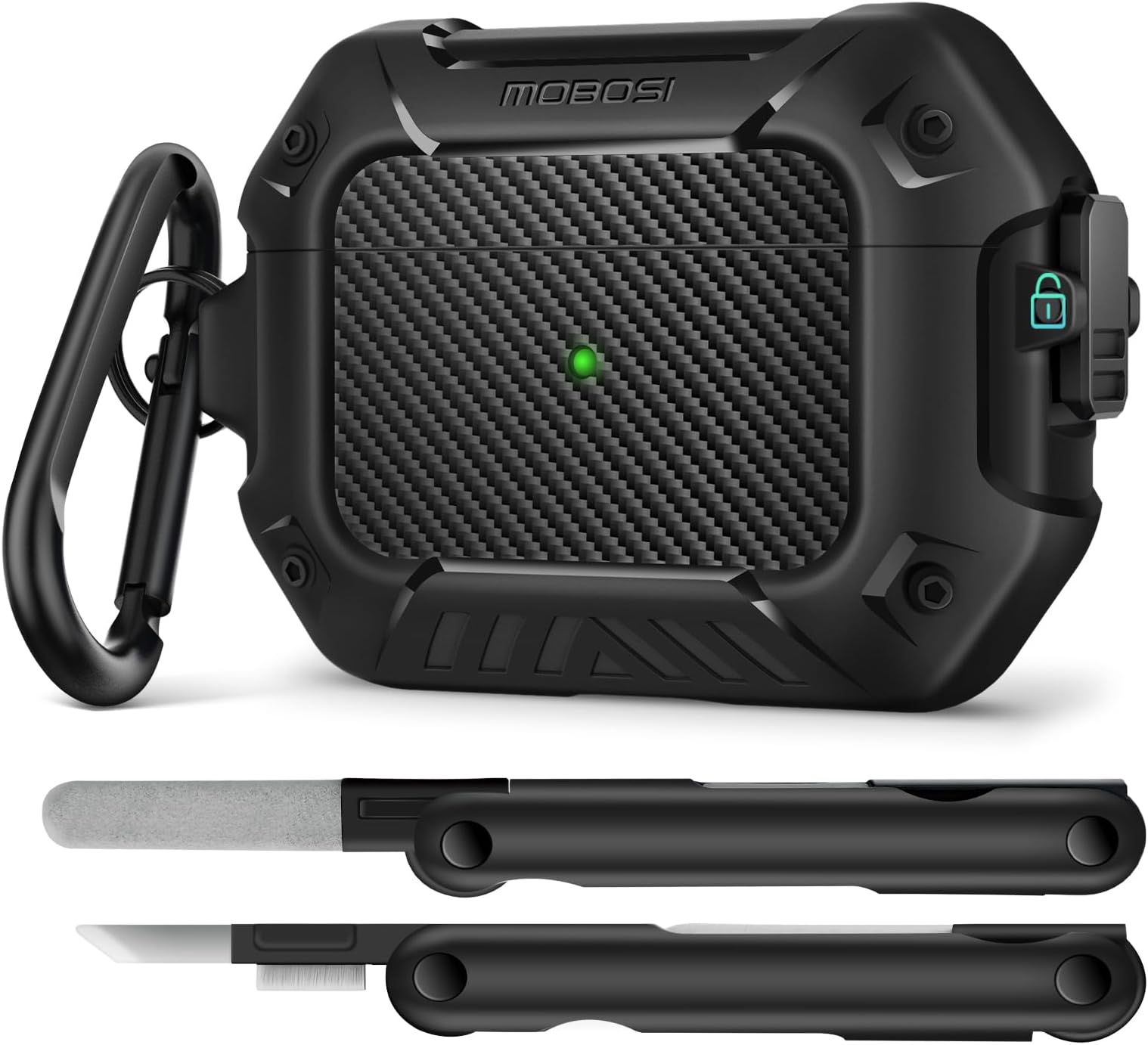 for AirPods Pro 2 Case, Compatible with AirPod 2nd Generation Cover [Compatible with MagSafe] with Lock&Keychain&Cleaner Kit, Full Body Shockproof Protective Hard Shell (2023), Black | with Cleaner Kit, Case Cover, with Lock & Keychain, Full Body Shockproof, 2023/2022/2019, Black