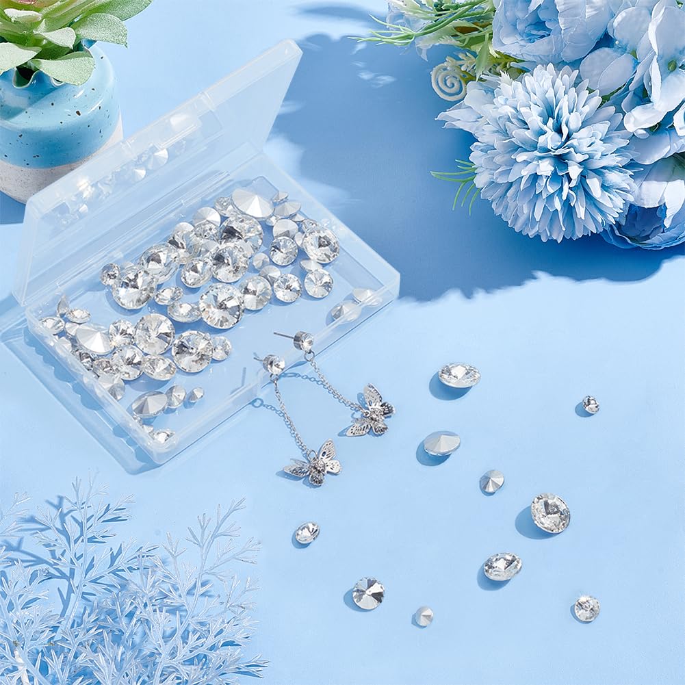 FINGERINSPIRE 120 Pcs Pointed Back Rhinestone 6/8/10/12/14/16mm Glass Rhinestones Gems Clear Round Crystal Beads Jewels Embellishments Faceted Diamond for Craft Wedding Dress Decoration Jewelry Making - Image 4
