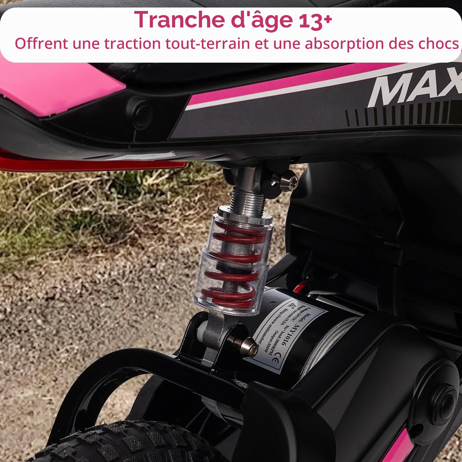Garvee Moto Électrique Enfants 24V 350W, Moto Cross 3 Vitesses (8/12/23 Km/h), Cadre Renforcé, Suspension Amortie, Poids Max 60 kg, Adapté Aux Enfants 8-12 Ans