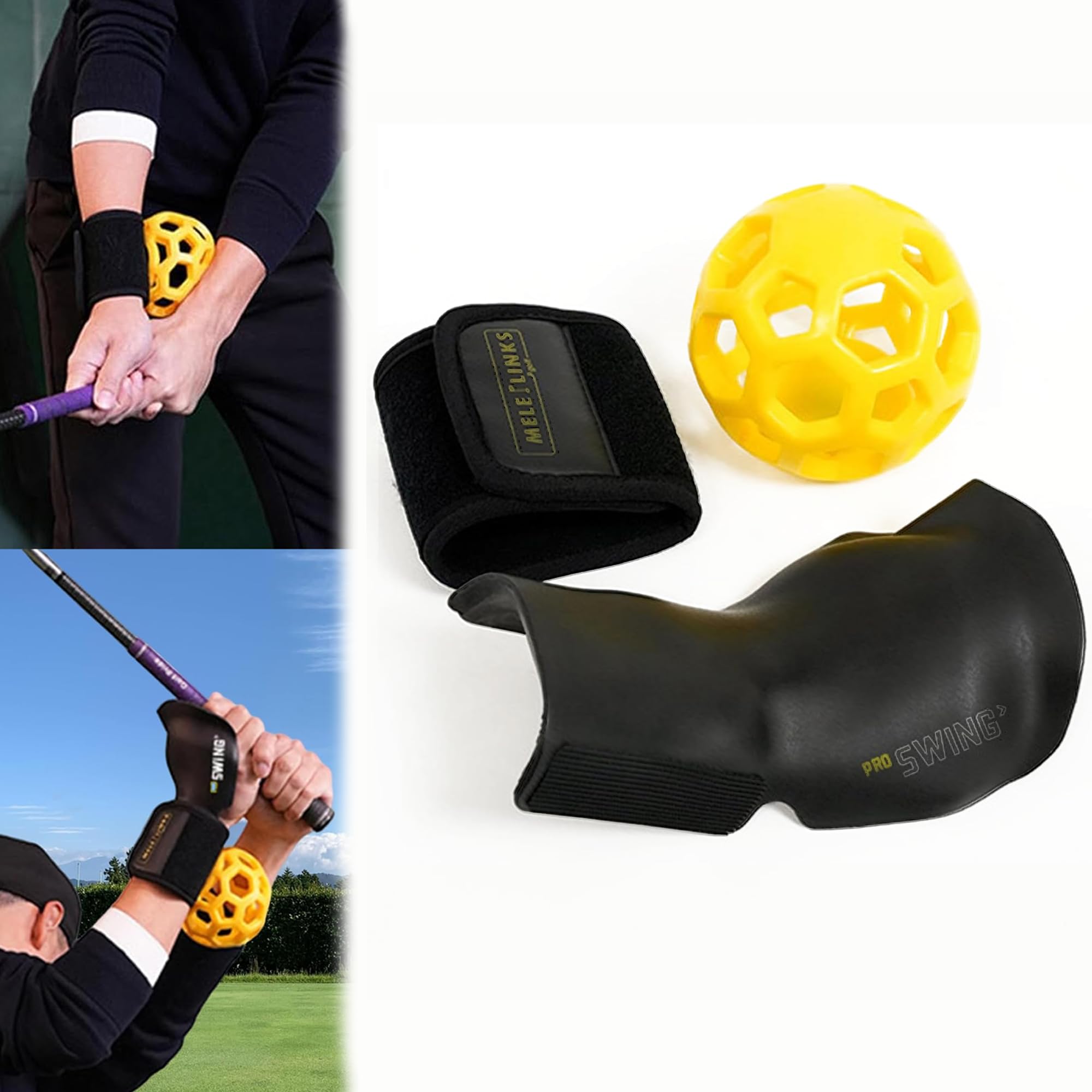 Golf Swing Trainer Ball Golf Swing Training Aid for Posture Correction - Golf Swing Practice Training Aid Golf Wrist Training Aid Swing Posture Corrector for Golf Beginners, Black