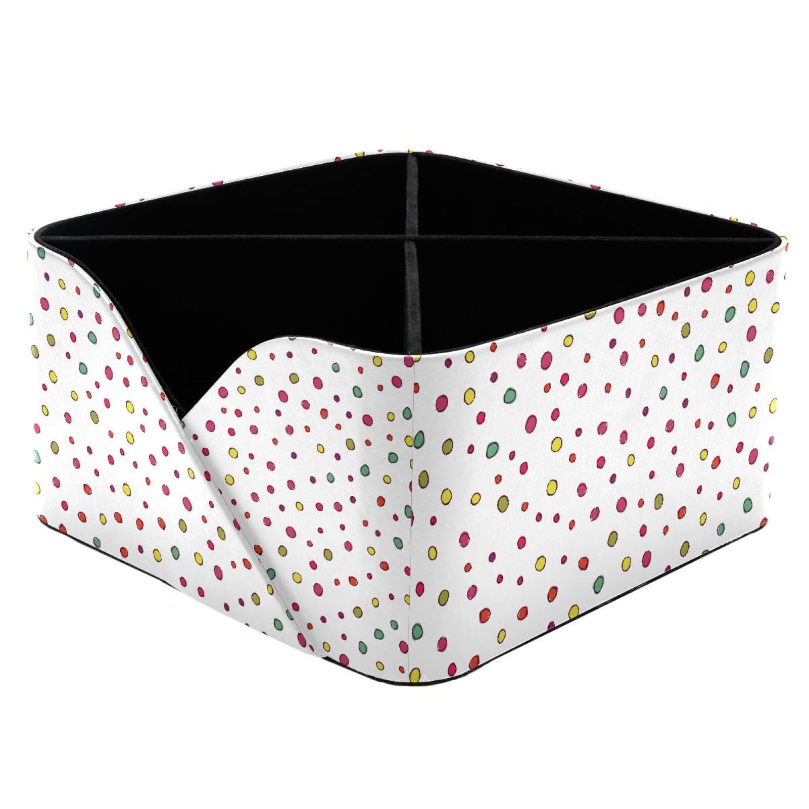 KengjuTesu Bright Colorful Circles Round Splash Dots Pattern Desktop Organizer Pen Holder, Rectangular Pencil Cup for Office, Study and Makeup Stations
