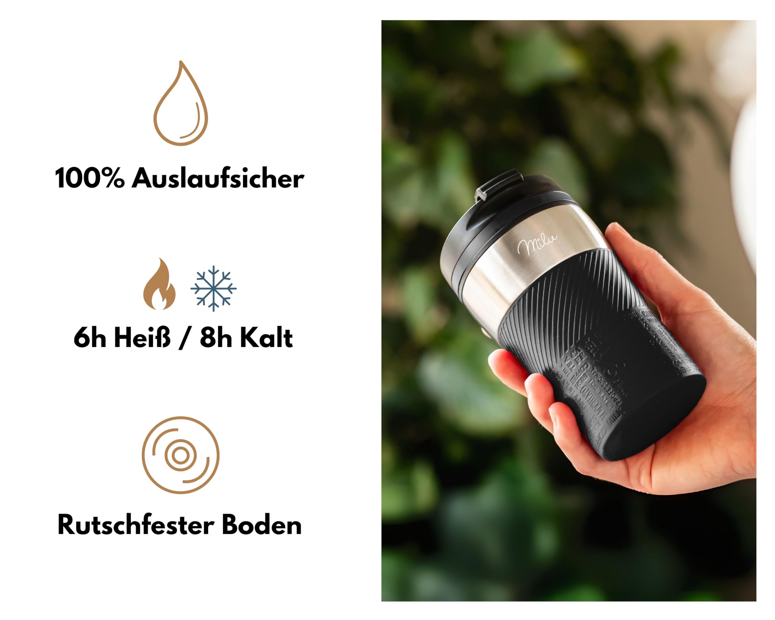 Cilio VIAGGIO Thermobecher 300 Ml Lila - Auslaufsicher, Mit 360° Quick-Press-Verschluss