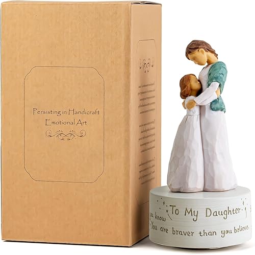 Miniatura 8 de AIDLNS Caja de música de regalo para hija, mamá e hija, estatua esculpida pintada a mano, regalos musicales para hija de parte de mamá, cumpleaños,