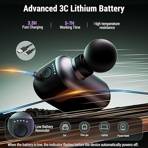 Miniatura 4 de Mini pistola de masaje con 10 cabezales de masaje, masajeador muscular de mano de percusión de tejidos profundos, pistola masajeadora de alta