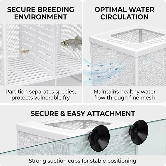 2Pcs Fish Breeding Box, Breeding Box for Fish Tank, Fish Tank with Removable Dividers, Fish Separator for Tank Isolation, Aquarium Breeding Box for Guppy and Shrimp