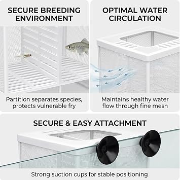 2Pcs Fish Breeding Box, Breeding Box for Fish Tank, Fish Tank with Removable Dividers, Fish Separator for Tank Isolation, Aquarium Breeding Box for Guppy and Shrimp