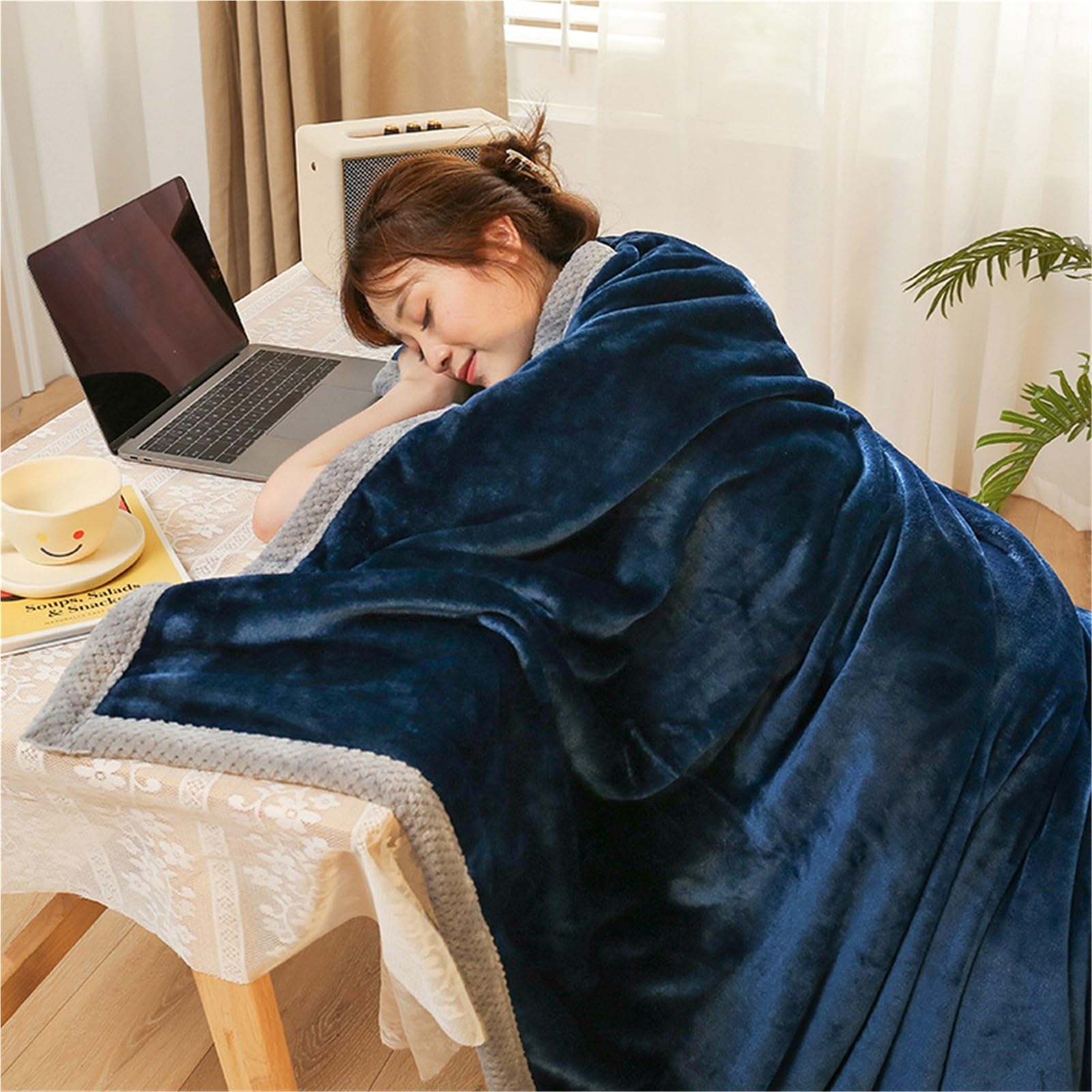 Coperta natalizia morbida e pelosa, regalo per donne, in pile spesso e caldo, per divano e letto, grigio, 150 x 200 cm, ideale per l'inverno