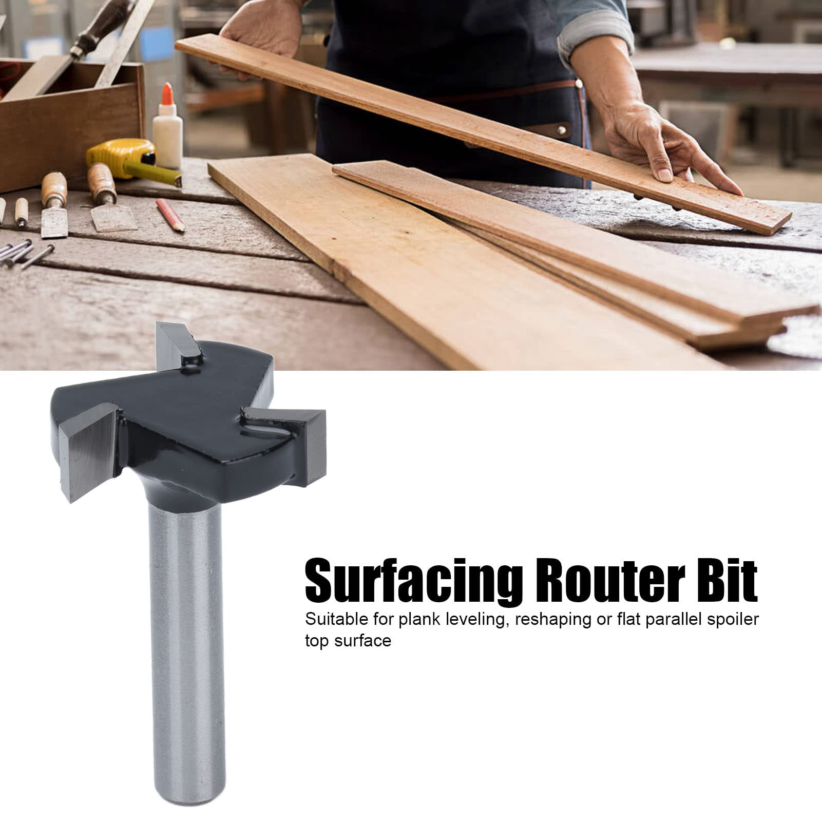 Router Bit, 3 Edges T Shape Multifunctional Engraving Milling Cutter 1/4inch Shank T Slot Cutter Router Bit with Storage Box for CNC Routers Slotting Hemming