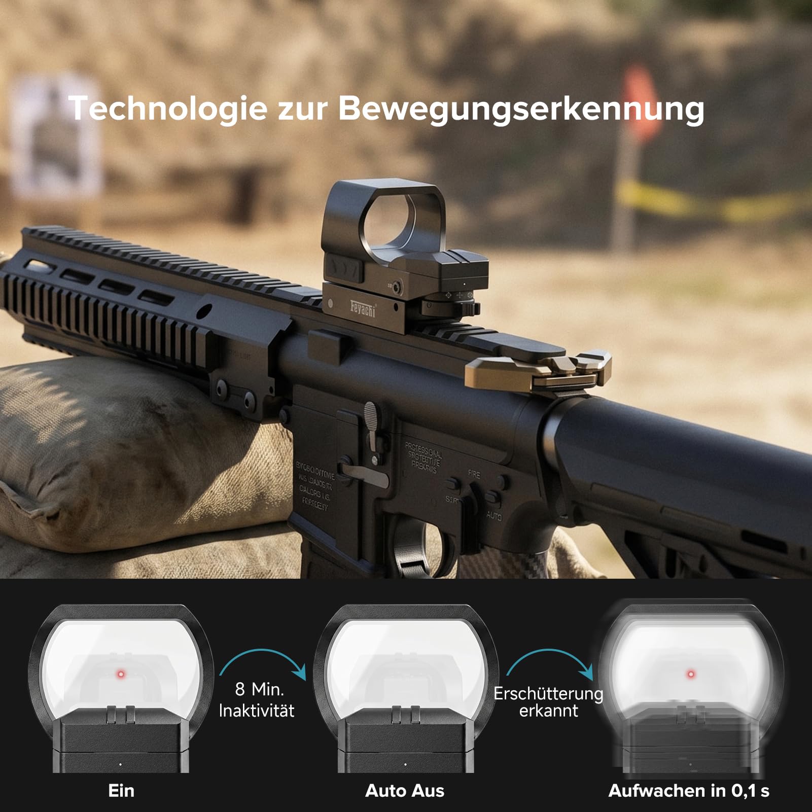 Feyachi RS-31 Red Dot Visier, Wiederaufladbares Rotpunktvisier Airsoft mit 20mm/22mm Picatinny Schiene, 4 Reticles 5 Helligkeitseinstellungen Leuchtpunktvisier Zielfernrohr für Jagd Softair Pistole
