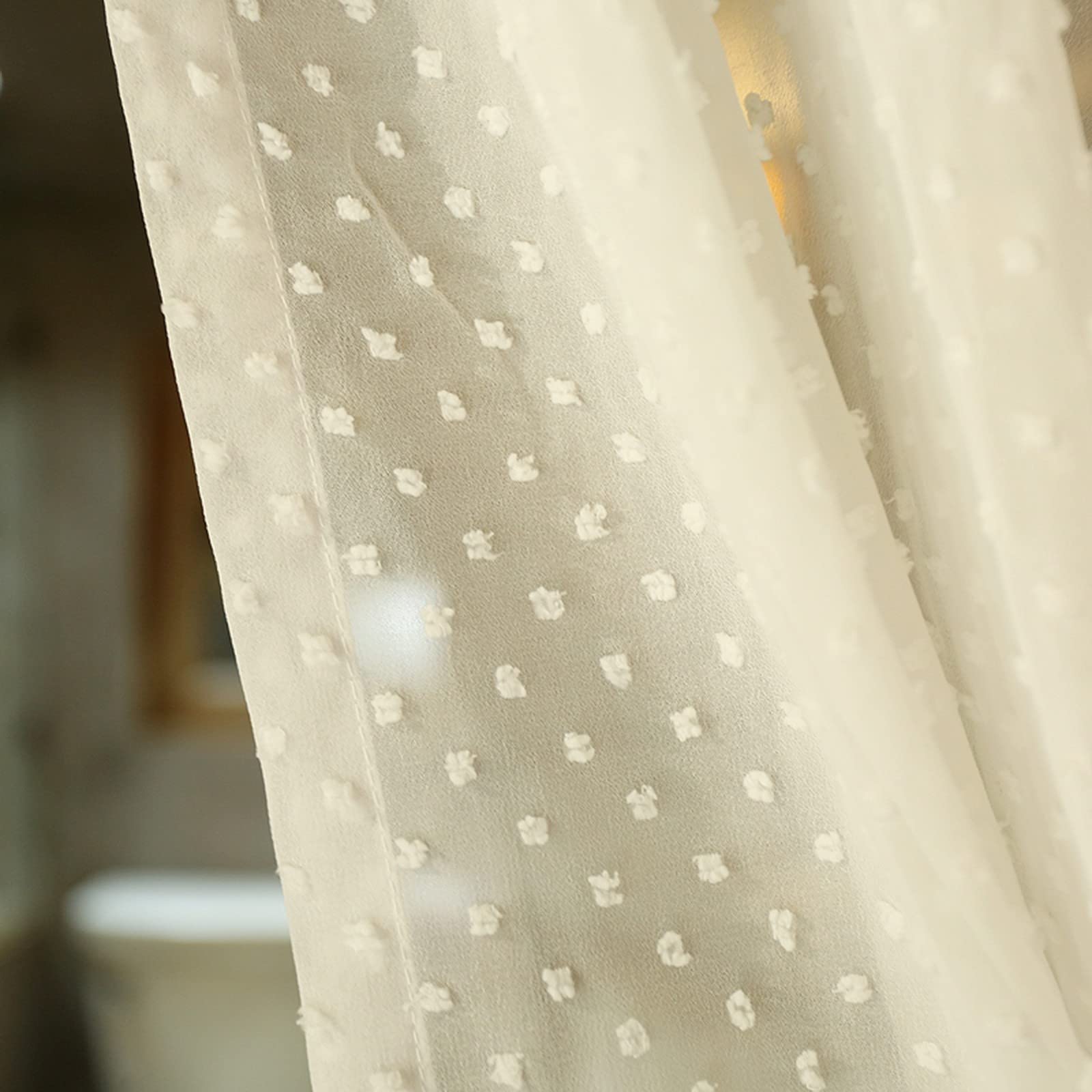 A.Monamour Tenda Corta Piccola Tenda In Voile Bianco Solido Semi Trasparente Con Pompon A Farfalla Tendina Tenda da Cucina Bistrot Caffè Mezza Tenda Mantovana Tenda a Vetro a Pannello Tenda Porta