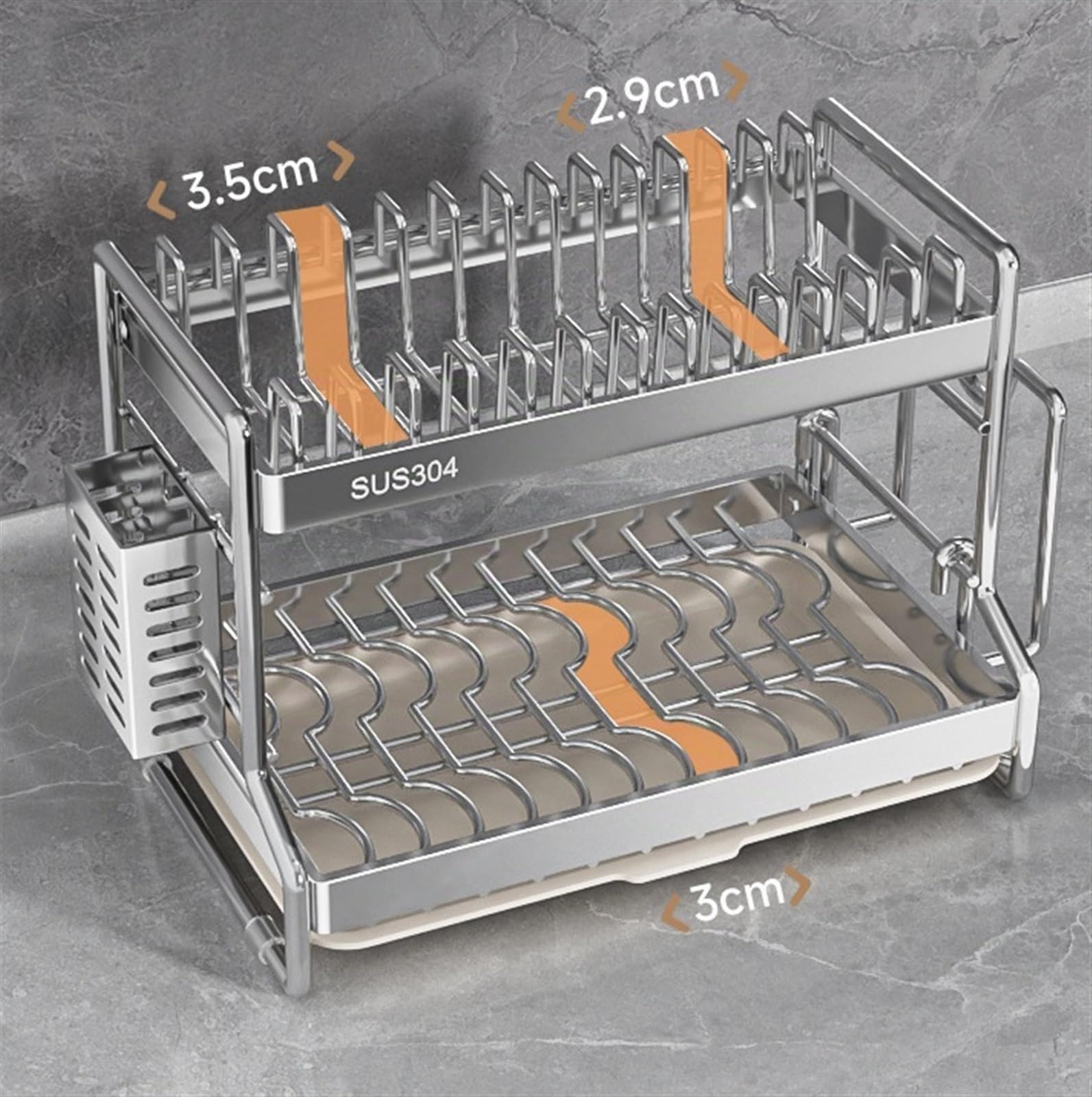 Egoutoire Vaisselle Cuisine Égouttoir À Vaisselle À 3 Niveaux Avec Support À Ustensiles, Support Pour Planche À Découper Et Égouttoir À Vaisselle Pour Cuisine Égouttoir Vaisselle(42*24.5*30cm)