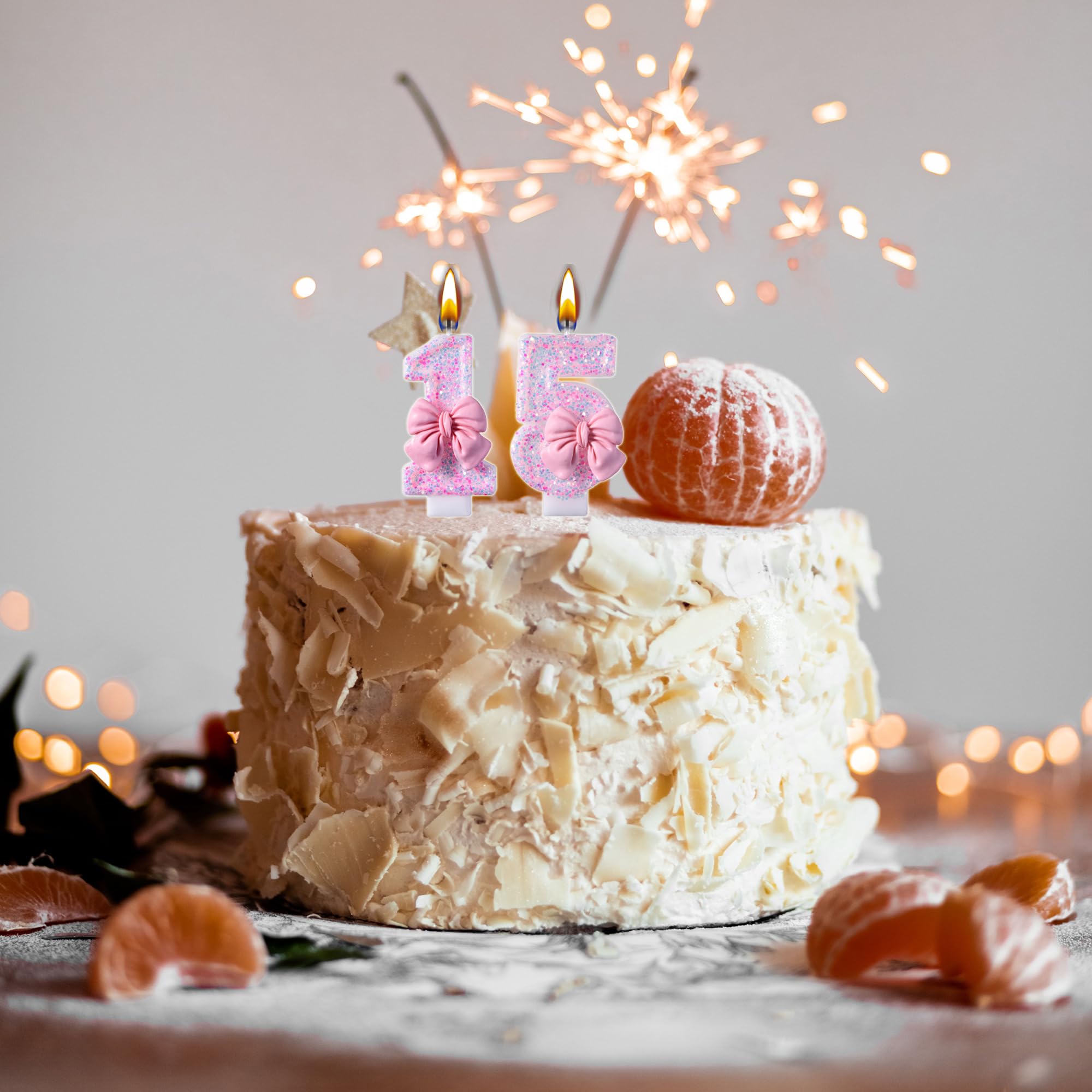 Velas de cumpleaños número 15, velas de cumpleaños rosas con números de 15 años, decoración de pastel para fiesta de cumpleaños, regalos para niñas
