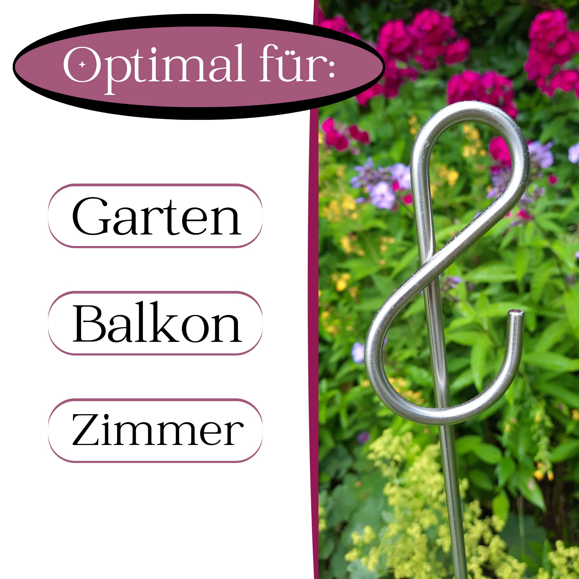 Pflanzstab Edelstahl (V2A) - rostfrei | 120 cm | Optimal als Pflanzensttze  | Metall Rankhilfe fr Zimmerpflanzen, Balkon und Garten | langlebige,  dekorative Blumensttze : Amazon.de: Garten