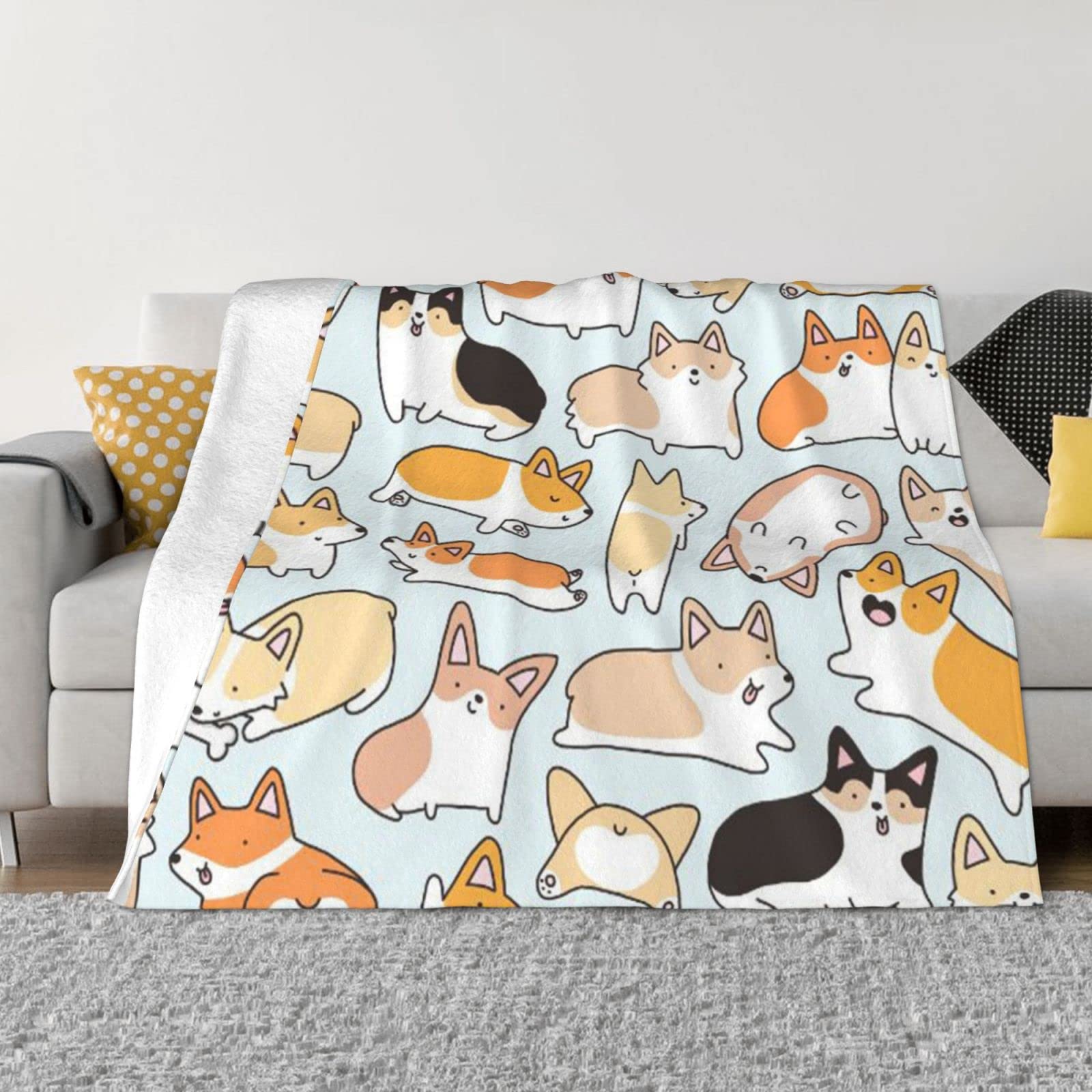Couverture polaire Corgi épaisse contre le froid du salon et de la chambre