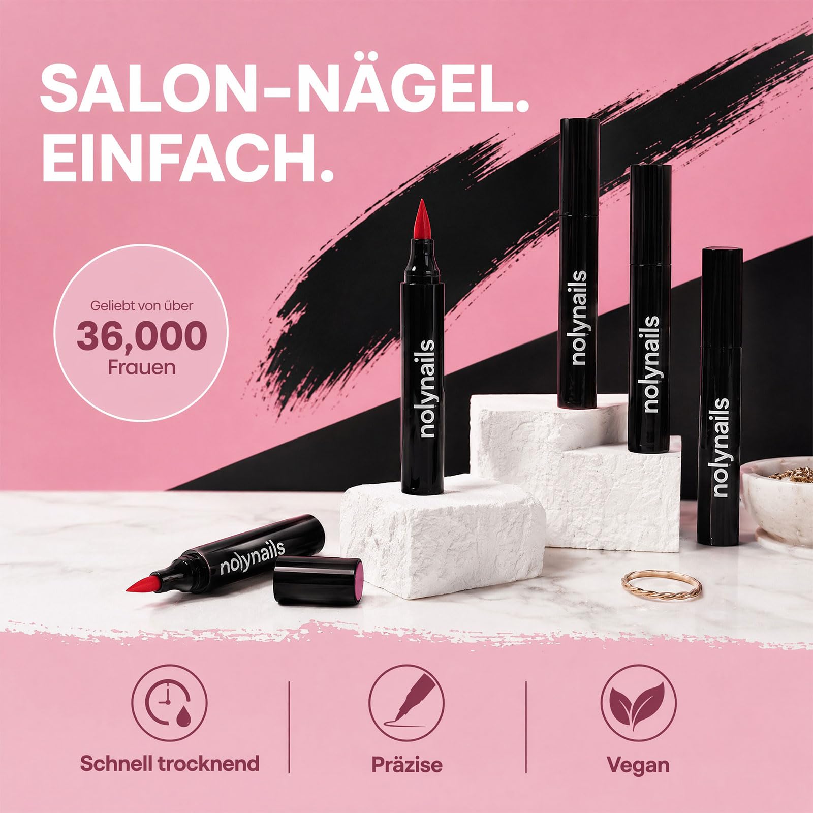 Nolynails nagellack stift | 5 Marker Nagellackstifte für Nägel Ohne UV, Nail Polish Pen - Eine Perfekte Maniküre, Einfach und Präzise Fünf Farben (2 schachtel)