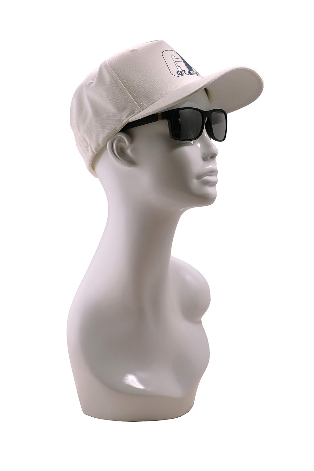 N'icePackaging - Life-Sized Glossy White Mannequin Head - Poly-Resin - for Merchandise or Showcase - Free-Standing - Hats / Wigs / Necklace / Scarfs