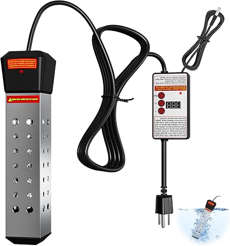Immersion Water Heater, 2000W Portable Pool Heater with Thermostat & Auto Shut-Off