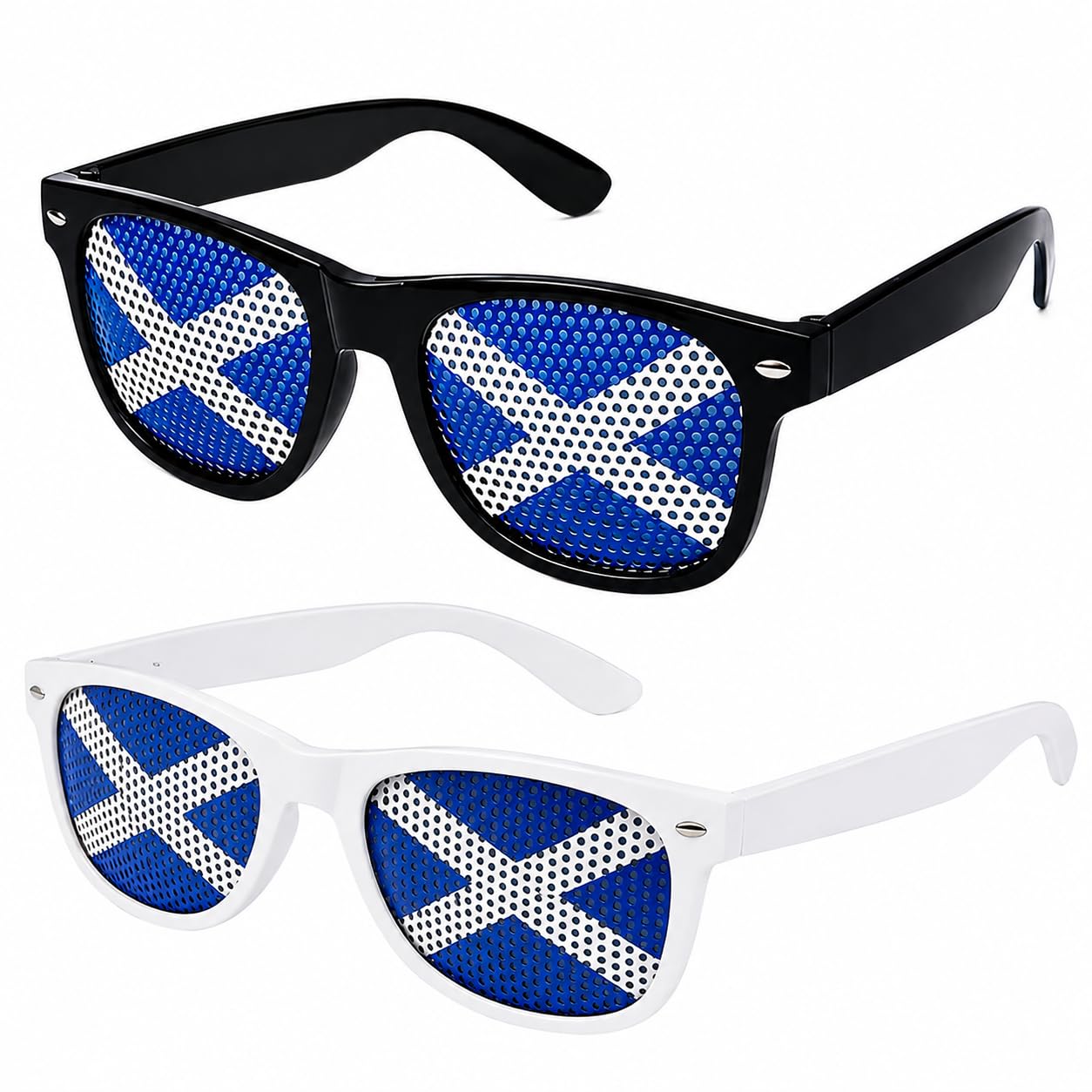Scotland Flag Sunglasses, Scottish Football Fan Glasses, Novelty Scotland Supporters Eyewear for World Cup 2026, Euros, Rugby Matches, Fancy Dress, Photo Booth Props & Party Decorations (Blue+White)