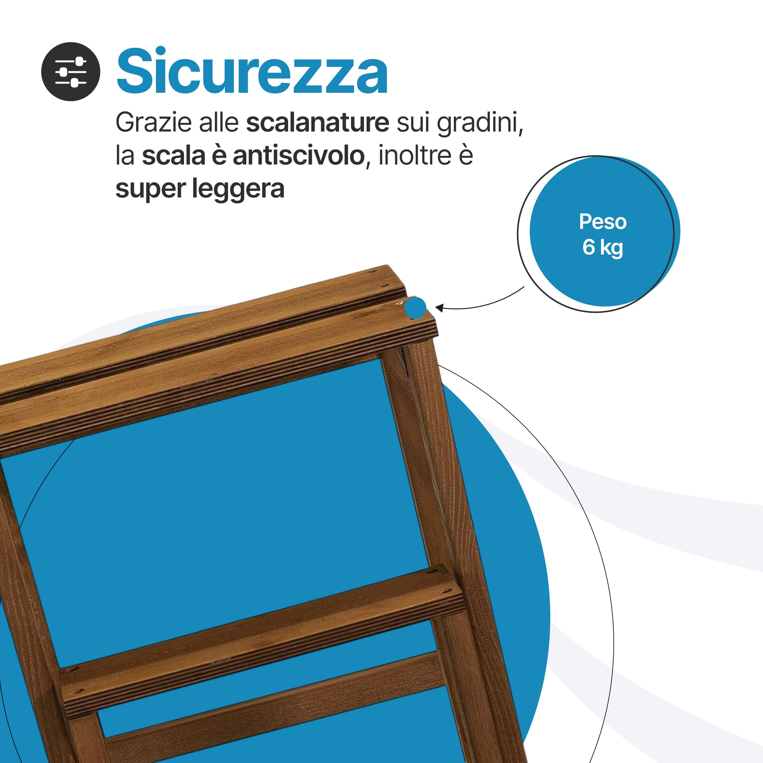 Tomaino - Scaletta 3 Gradini Ribaltabile In Legno GIULIETTA - Scaletta Pieghevole con Sgabello Richiudibile per Casa, Ufficio - Scala 3 Gradini Salvaspazio - Noce