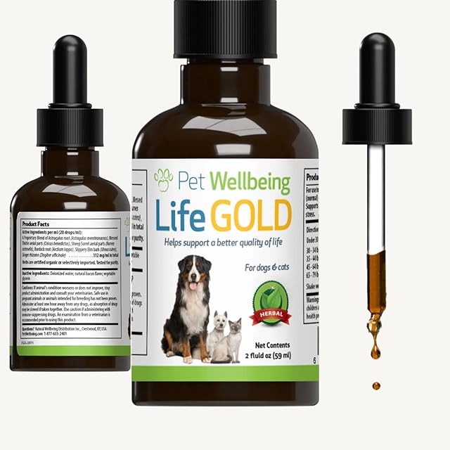 Pet Wellbeing Life Gold for Dogs - Natural Immune and Antioxidant Support - 2 oz (59 ml)
