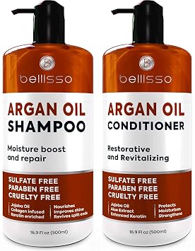 BELLISSO Moroccan Argan Oil Shampoo and Conditioner Set and Argan Oil Shampoo