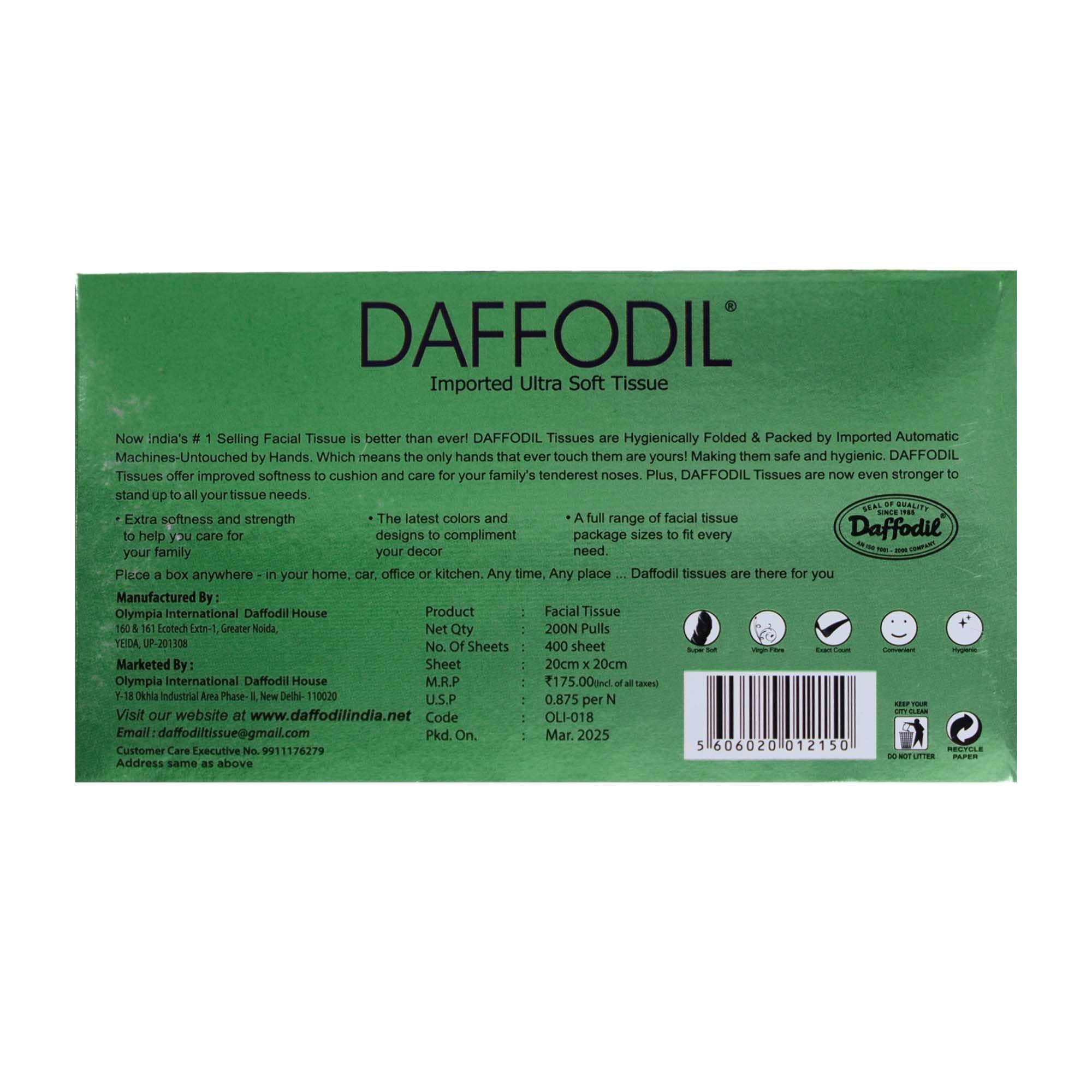 DAFFODIL 2Ply Facial Tissue Carton – Pack of 3 Boxes (200 Pulls/Box Total 600 Pulls, 1200 Sheets) Soft and Durable Tissue Papers,Convenient for Home or Car Use - Image 8 thumbnail