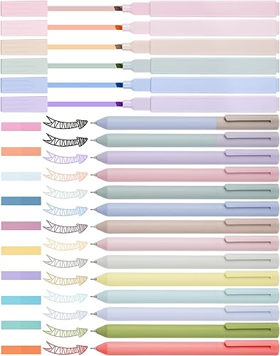 NiArt Kit para tomar notas bíblicas, 6 resaltadores de doble punta, 6 bolígrafos de gel y 200 notas adhesivas, versátil, portátil para estudio