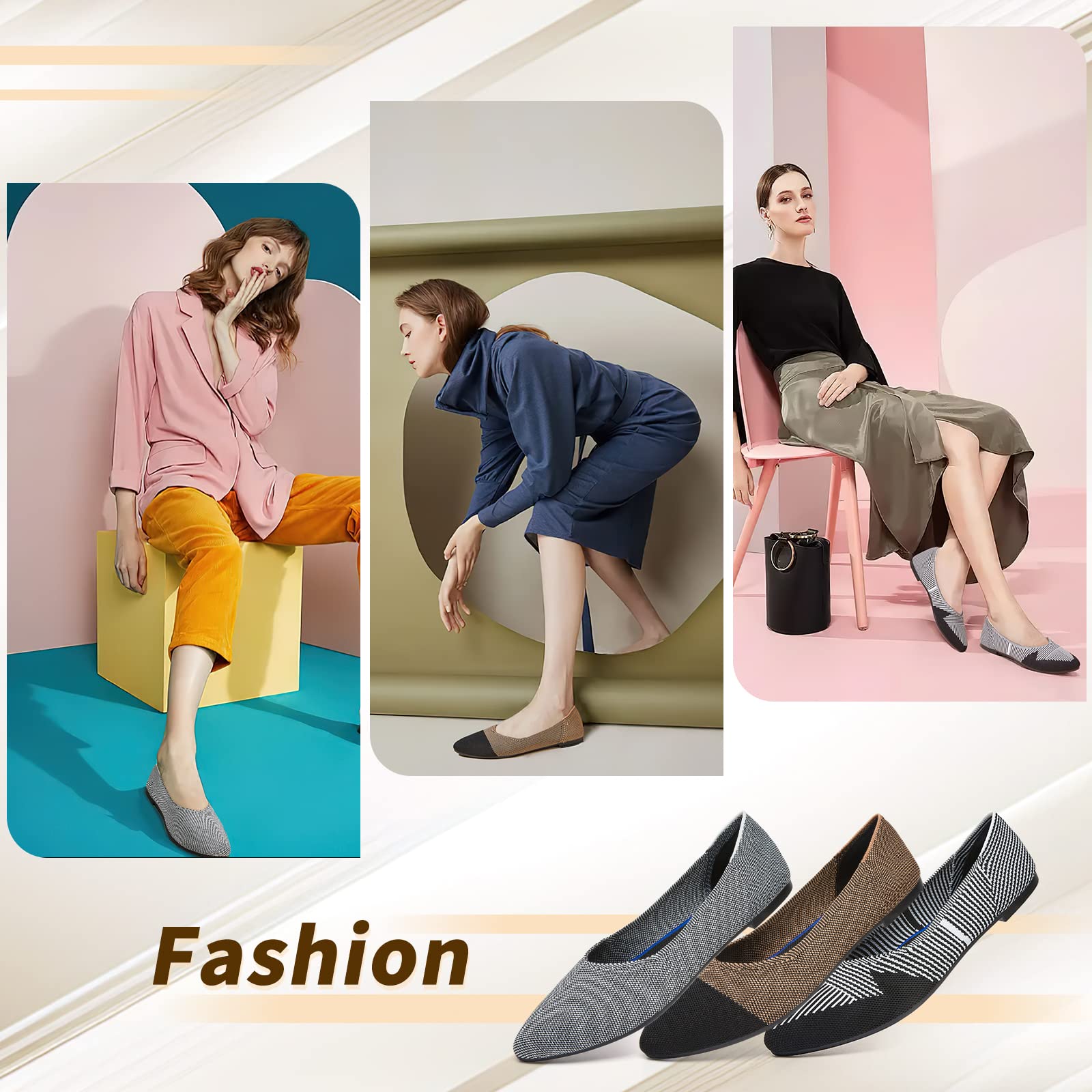 Women's Flats Mesh Ballet Flats for Women Comfortable Dress Shoes Slip ...