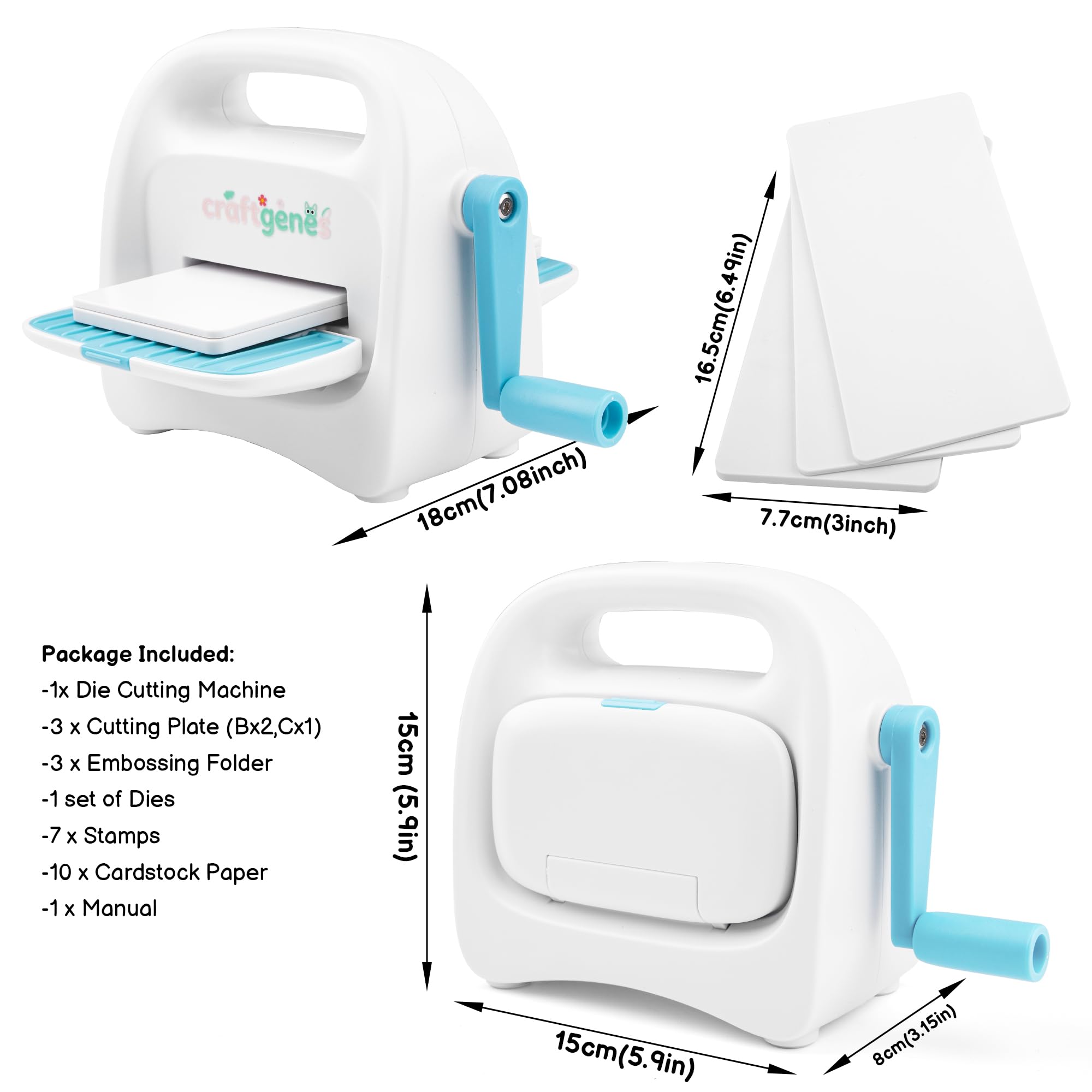 CraftGenes Mini Macchina per Taglio e Goffratura con Kit di Avvio, Apertura di Alimentazione da 8,5 cm (3,3 pollici) per Carta da 7,6 cm, Include 24 Accessori per Artigianato Fai da Te, Creazione di