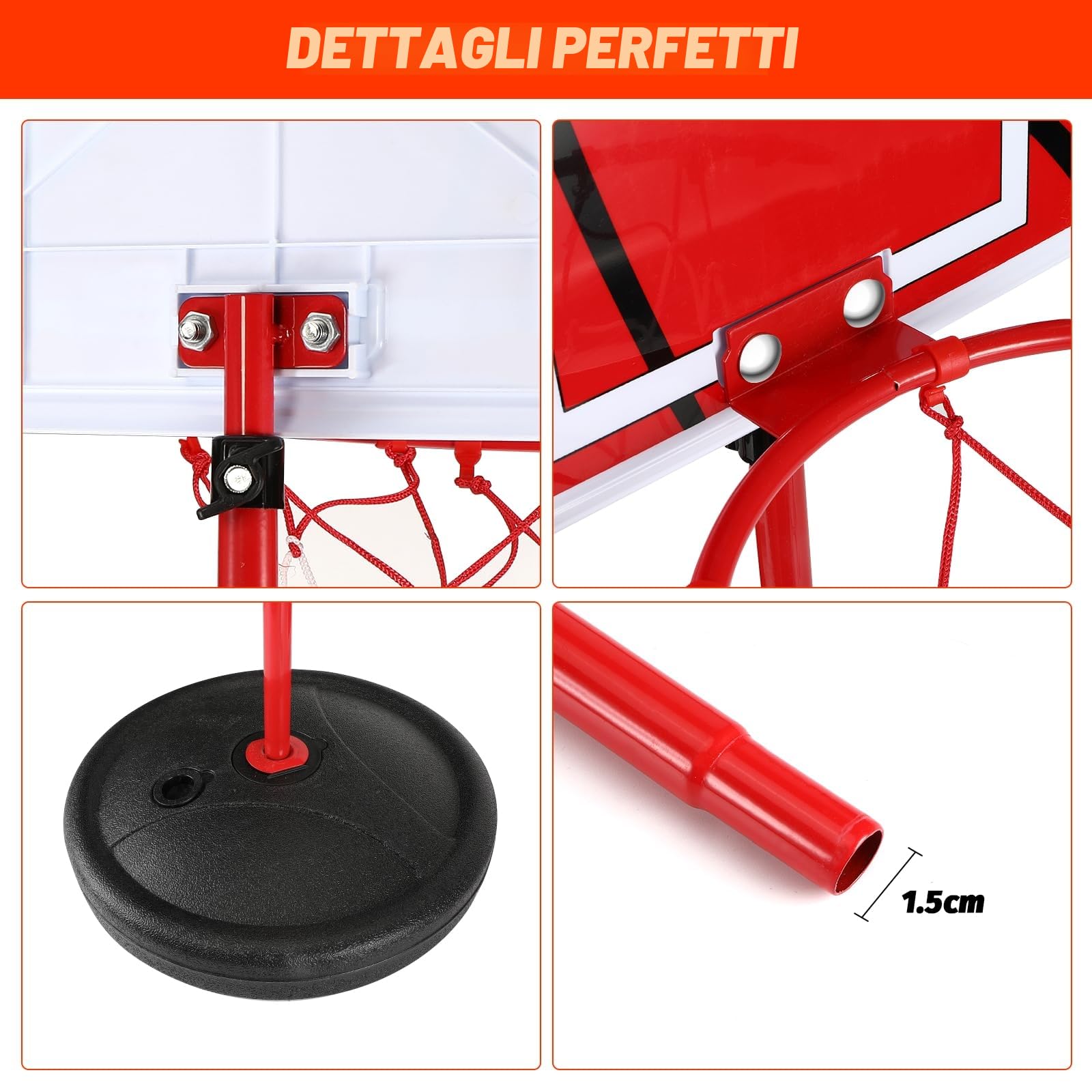 Canestro Bambini Esternocon 2 Palloni da Basket e una Pompa, Regolabile in Altezza, per Bambini dai 3 agli 8 Anni, per Canestri da Basket Indoor e Outdoor
