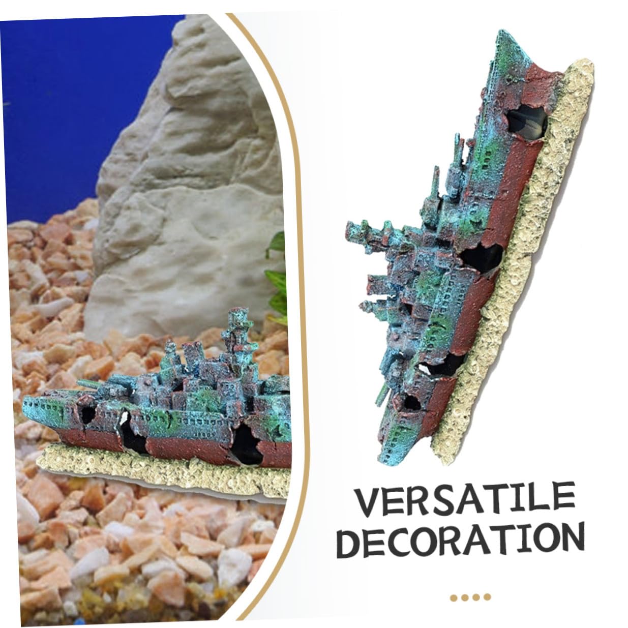 DOITOOL Aquarium Dekoration Schiffswrack aus Kunstharz Realistisches Wrack Versteck für Betta und Tropische Fische Unterwasser Boot für Süßwasser Aquarien