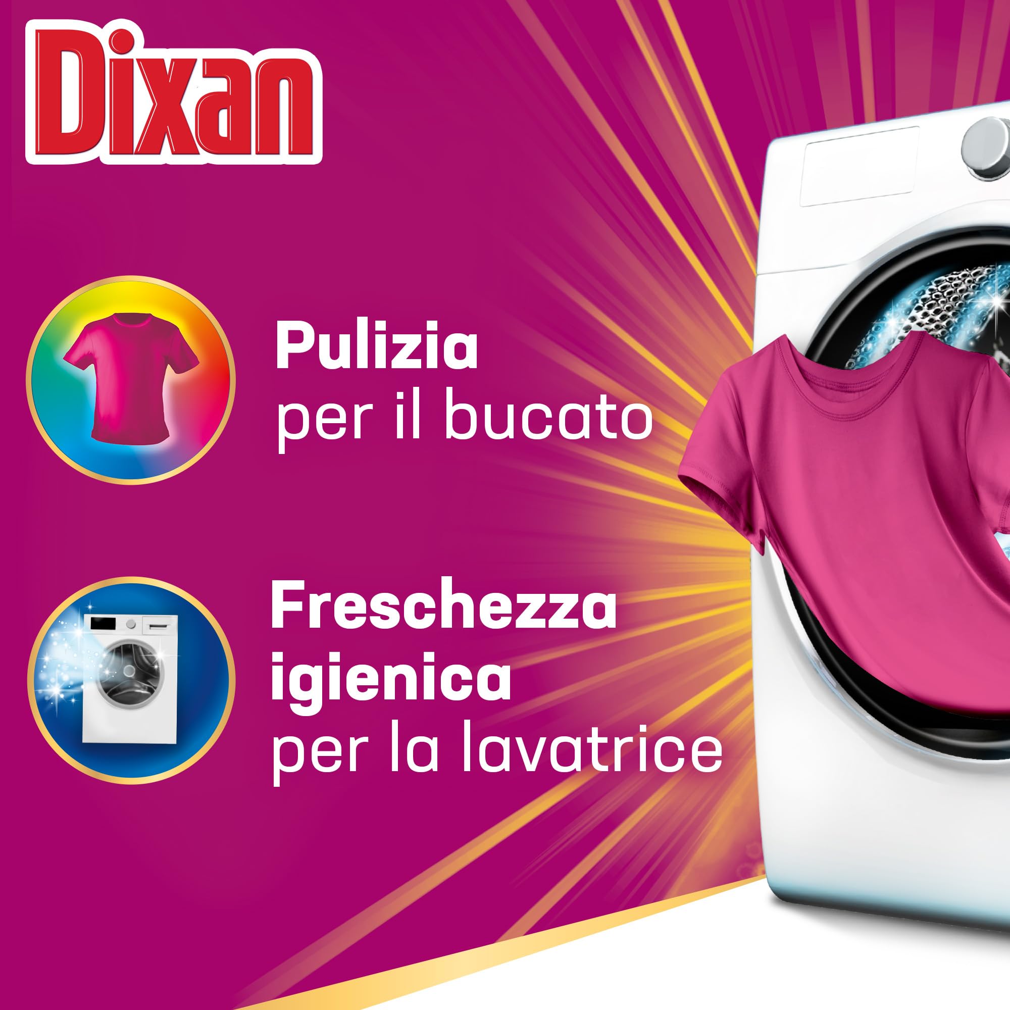 Dixan Liquido Color Detersivo Lavatrice (6 confezioni da 19 Lavaggi), Detersivo liquido lavatrice per colori vivaci, pulizia profonda del bucato e freschezza igienica per la lavatrice