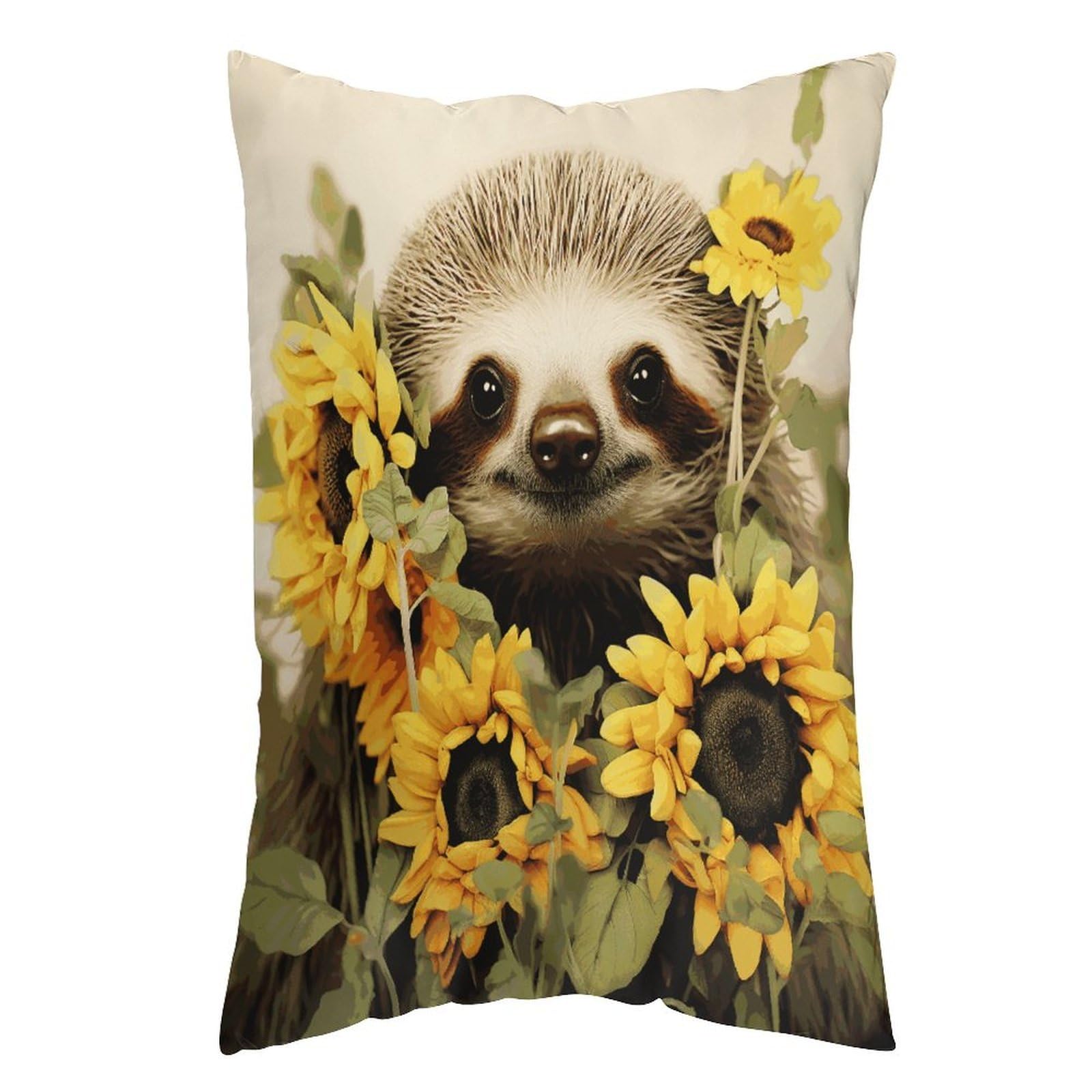 LDGSUPH Sloth Sunflower Pillow Cases Soft Pillowcase with Invisible Zipper Wrinkle Resistant Pillow Covers Breathable Removable Pillow Protector for Bed Sofa Car 20"x30"