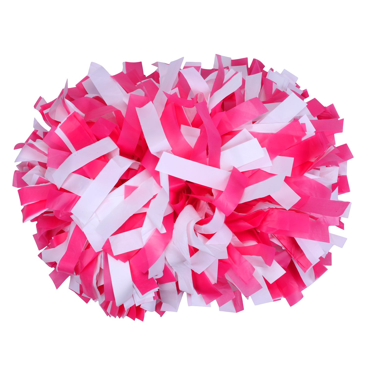 ICObuty Plastic Cheerleading Pom pom 6 inch 1 Pair(Hot Pink-White)