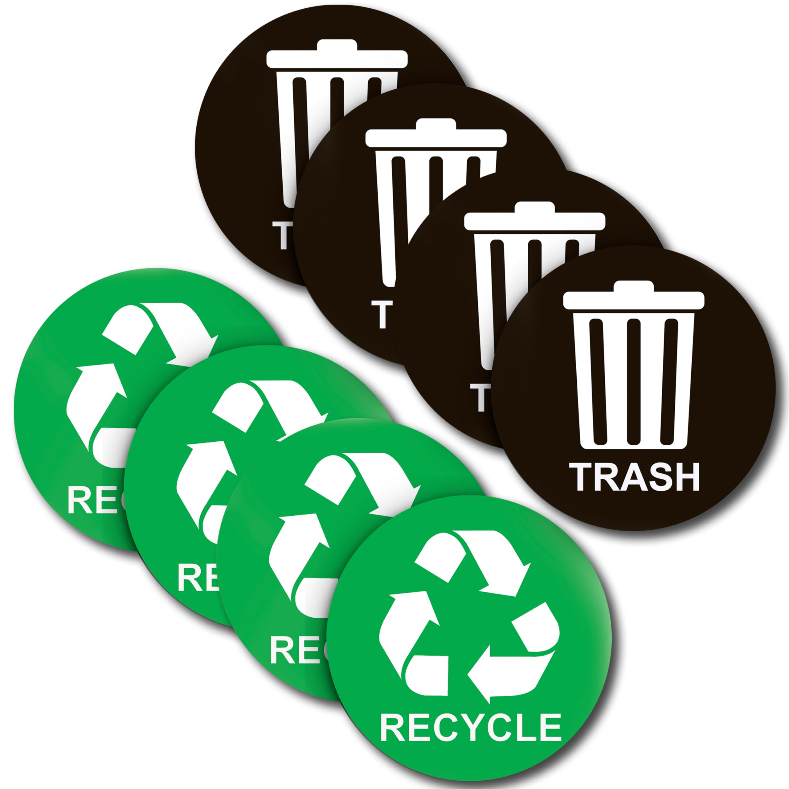 ASSURED SIGNS Recycle Stickers for Trash Bins - 4 Pack 5 Inch Round Labels