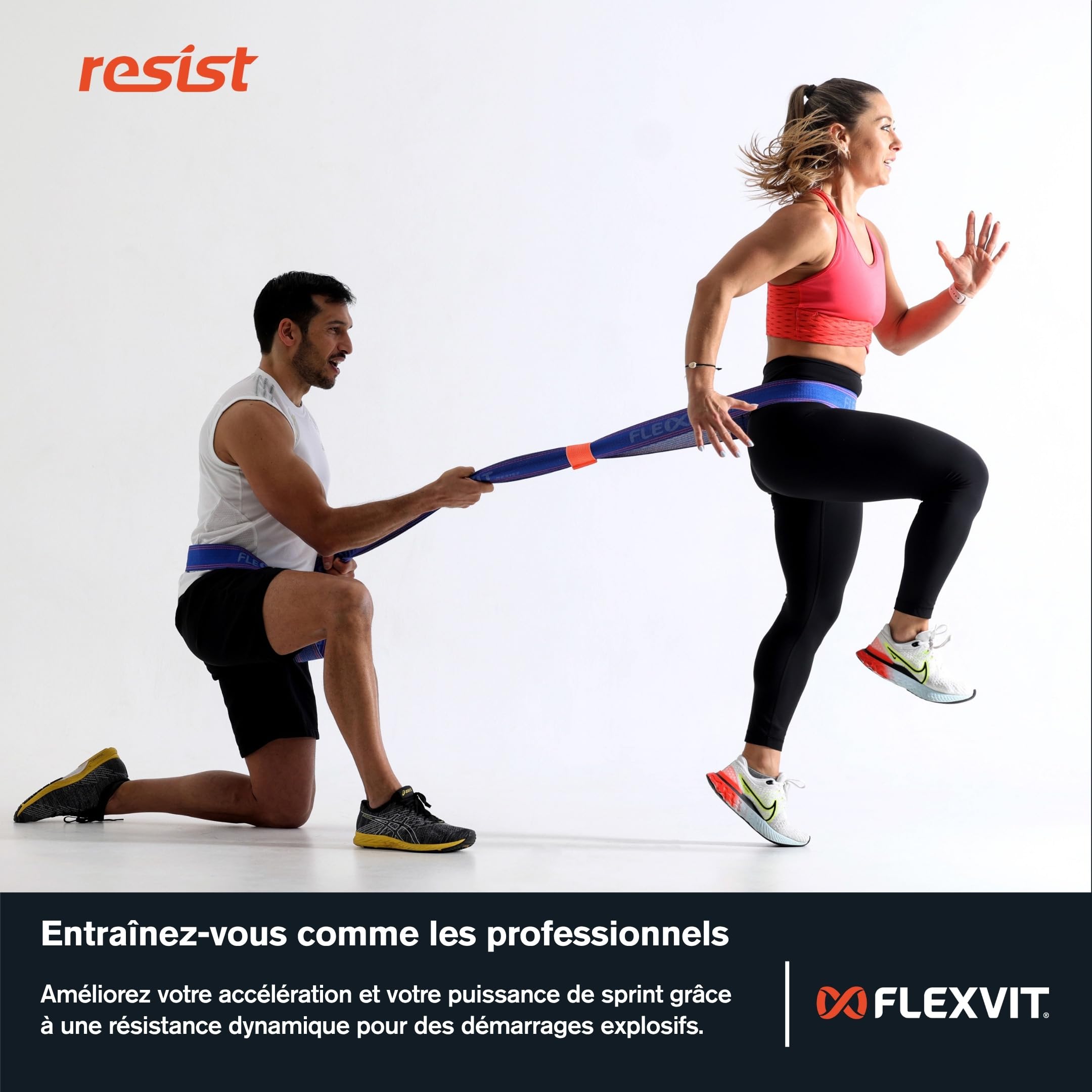 FLEXVIT Bande de résistance – Bandes de fitness pour un entraînement efficace de tout le corps, HIT, coordination, stabilisation et force de saut, 4 niveaux de résistance, débutants et professionnels