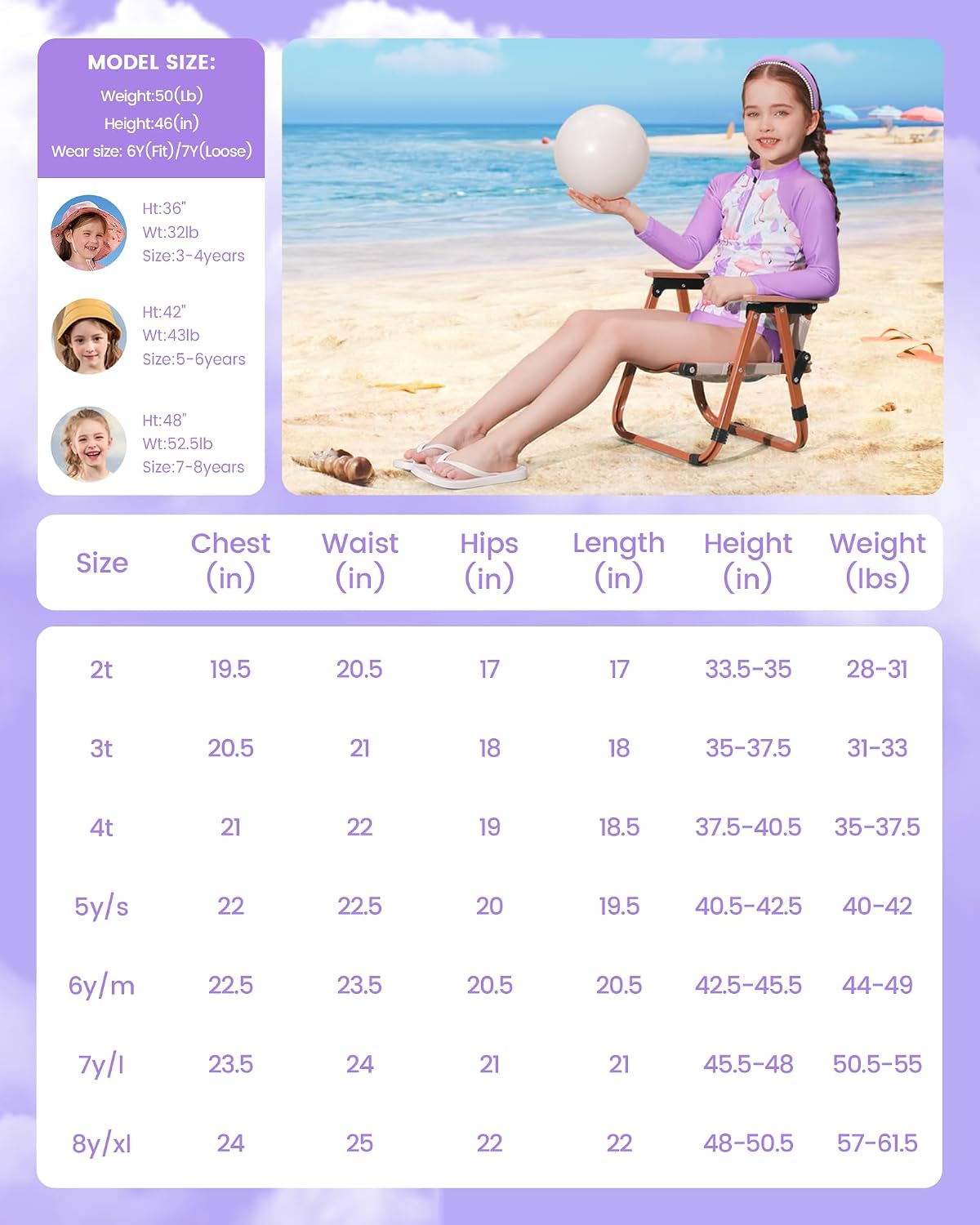 Angel season Girls Rash Guard Swimsuit Set Toddler Kids Swimwear Long Sleeve Bathing Suits Little Girl Summer UPF 50+