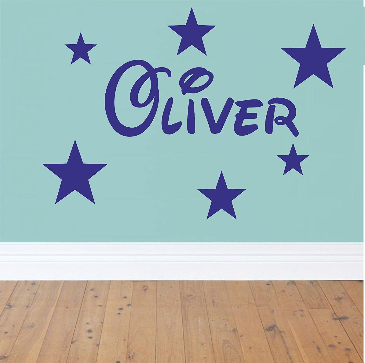 Personalised Name Stars Wall Art Boys or Girls Room Childrens Kids Sticker Vinyl (Yellow)
