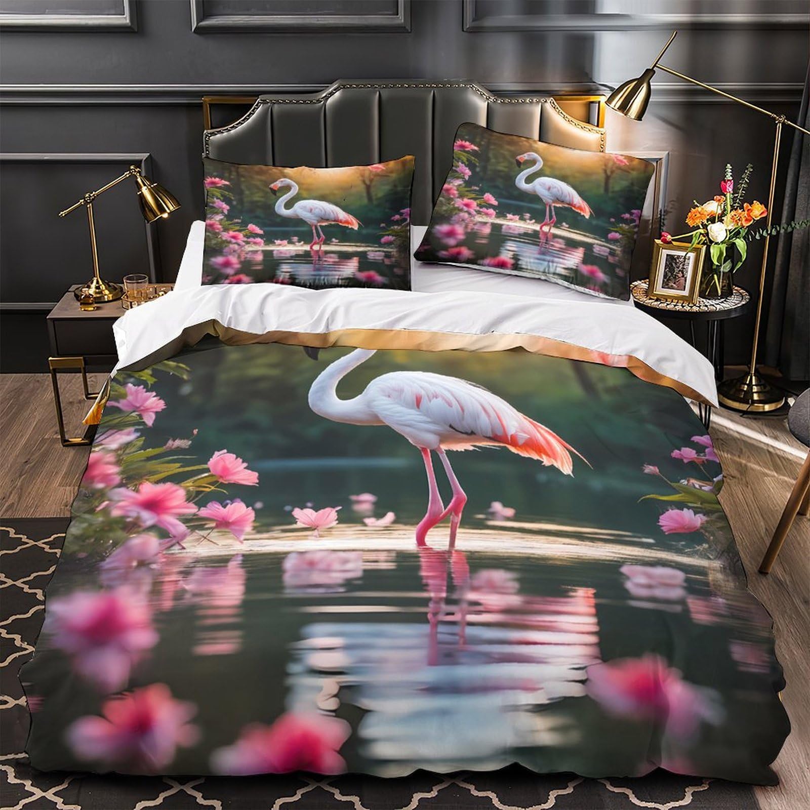 Housse de couette noire et blanche lit double en microfibre chic durable