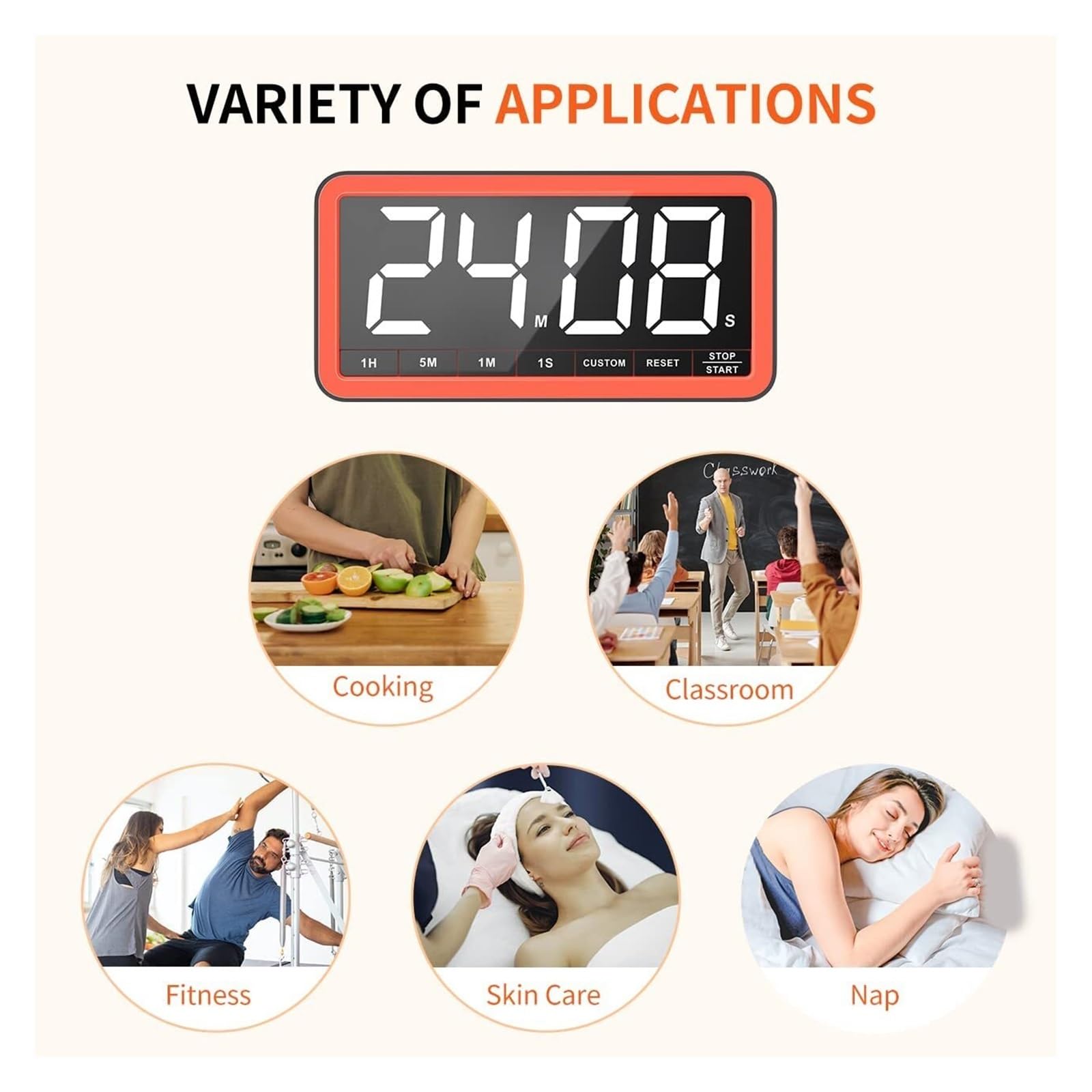 Timer palestra, Timer da palestra magnetico portatile Display a LED Conto alla rovescia digitale Cronometro Cucina di casa Aula Allenamento Fitness