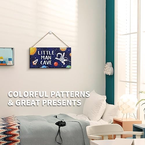 Miniatura 5 de ZIEYOMI - Letrero de cueva de hombre pequeño, decoración de habitación de niños, decoración de habitación de niños con temática de astronauta,