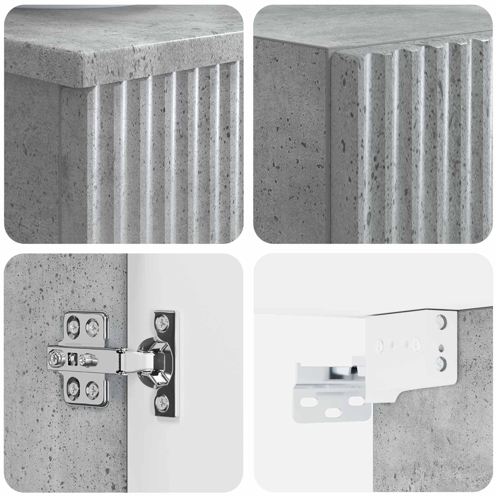 Juego de muebles de baño, 2 unidades, color gris hormigón