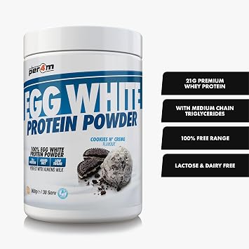 Per4m 100% Pure Free Range Egg White Protein Powder | High Protein Shake with Added MCTs | Gut Friendly, Lactose-Free & Essential Amino Acids (900g, Cookies N Creme)
