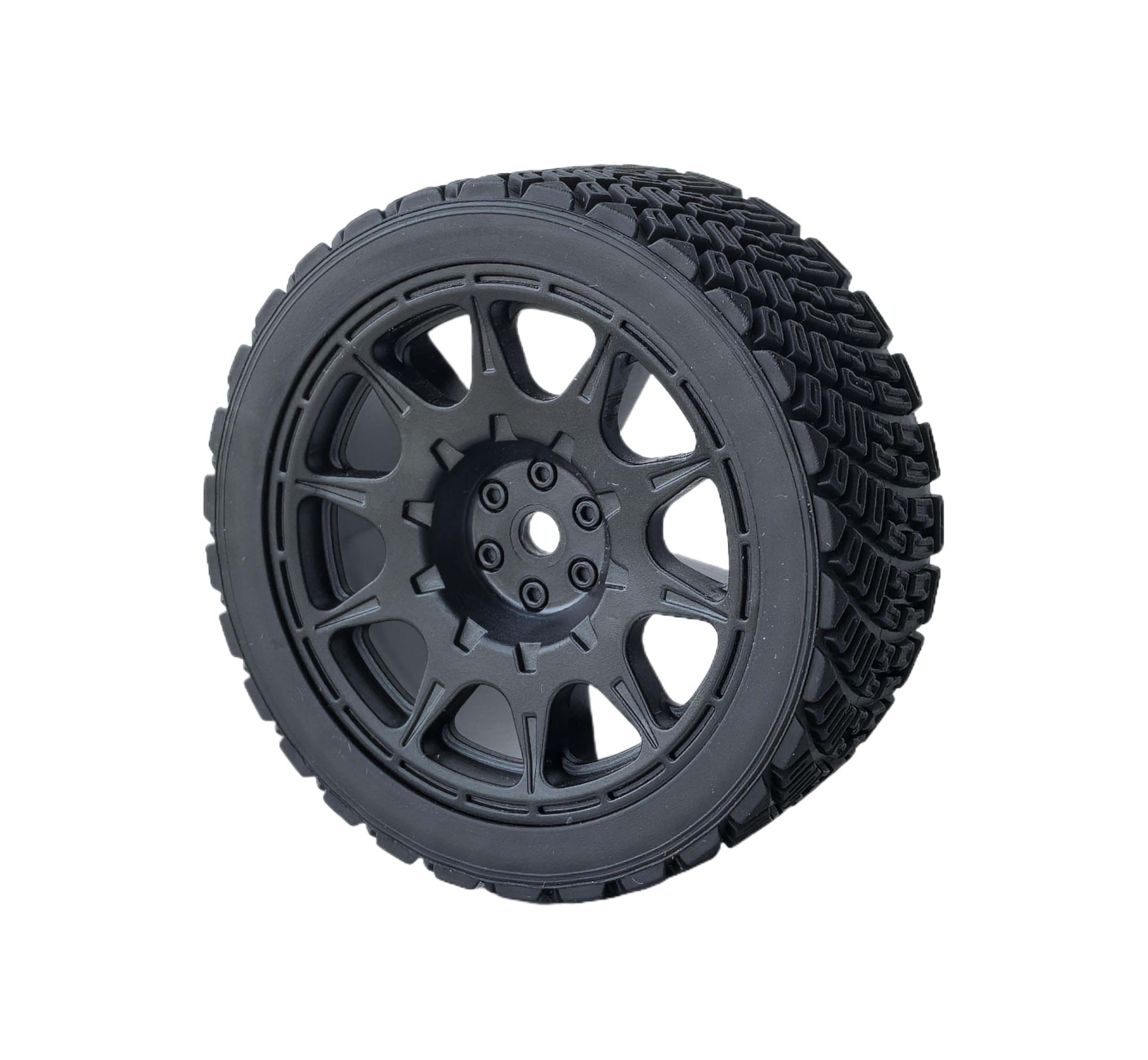 KEEDA 4PCS 66mm RC Tyres and Plastic Wheels Rims for Tamiya TT01 TT02 HSP HPI Kyosho 1:10 RC On Road Racing Rally Car (10-Spoke, Black) - Image 4