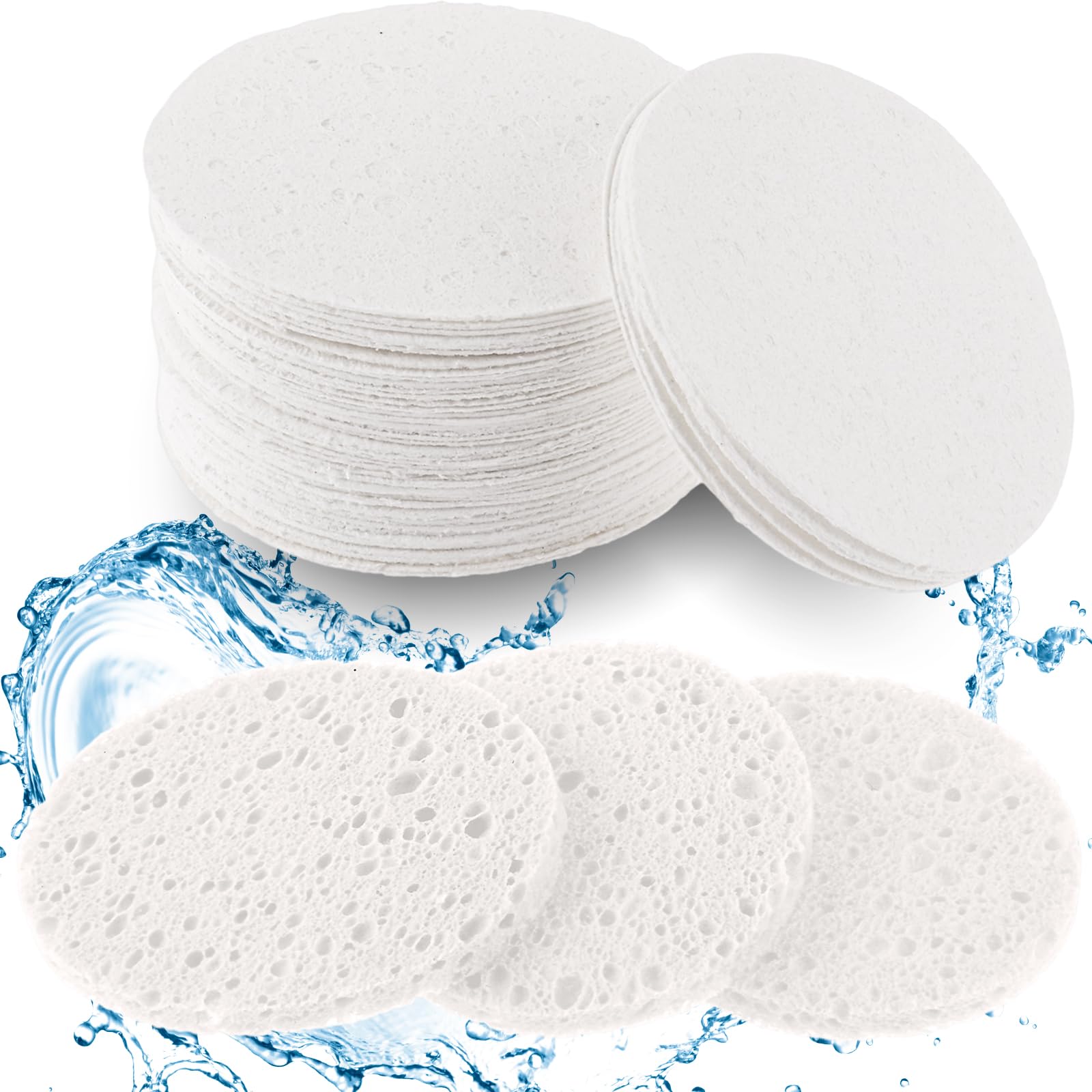 60 Pezzi Spugna per il Viso Compressa Spugna per la Pulizia del Trucco Pastiglie Esfolianti Spugna per Pulizia del Viso per Cura Quotidiana Pelle Spugna per la Pulizia Profonda del Trucco (Bianco)