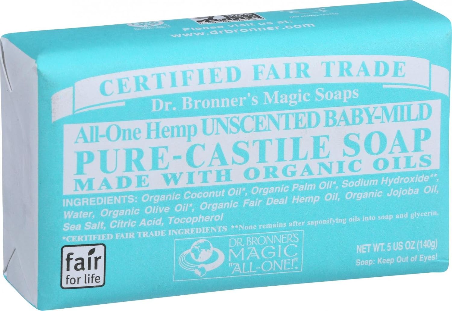 Dr Bronners Magic Soap 5 Ounces Baby Mild Bar Soap Pack of