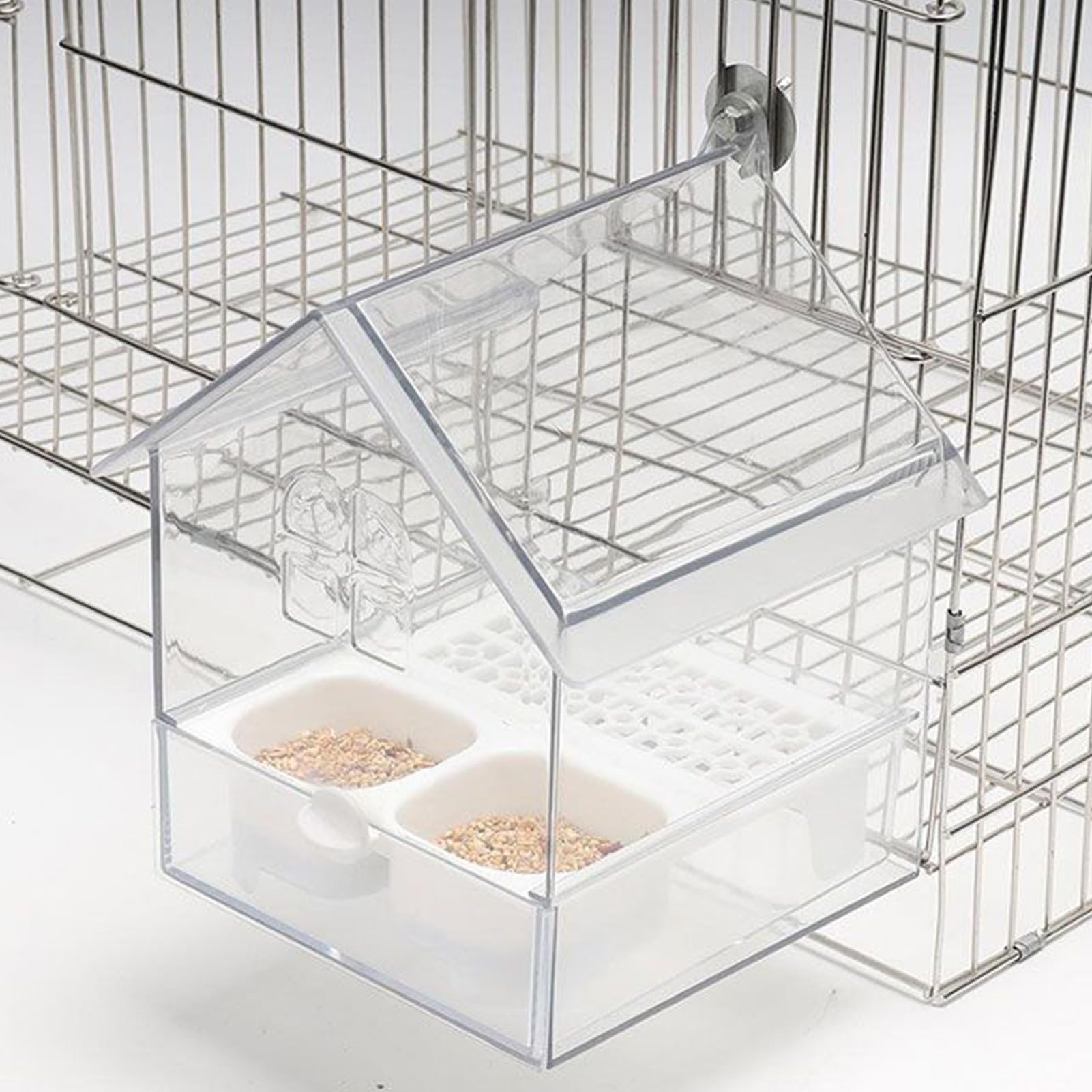 Mangiatoia trasparente per uccelli | Mangiatoia per acqua per parrocchetti, vasca da bagno trasparente per fringuelli, colibrì, patio, balcone, recinzione, giardino, amanti degli animali