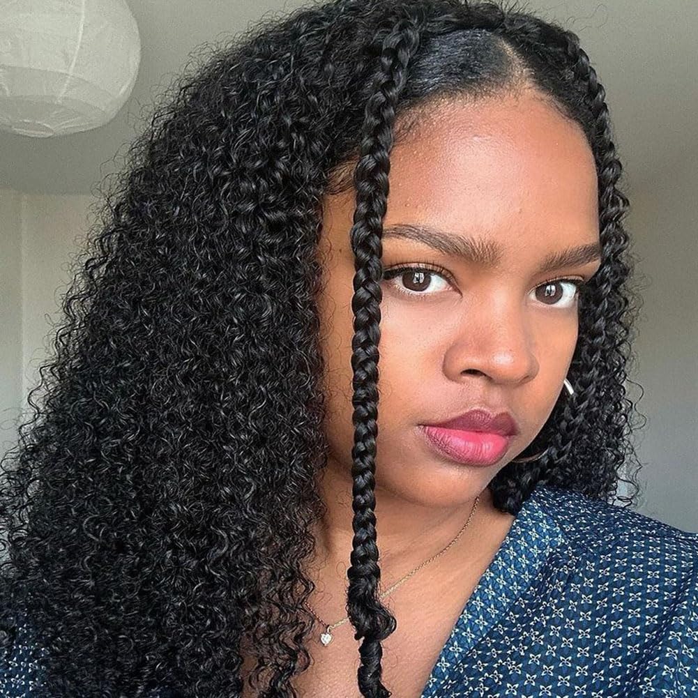 Curly Half Wig,16 Inch 200 Density Kinky Curly Half Wig Human Hair 3 In 1 Seamless Flip Over Glueless Wigs Human Hair with Drawstring Beginner Friendly Curly Wig Headband Wig for Women Daily Wear